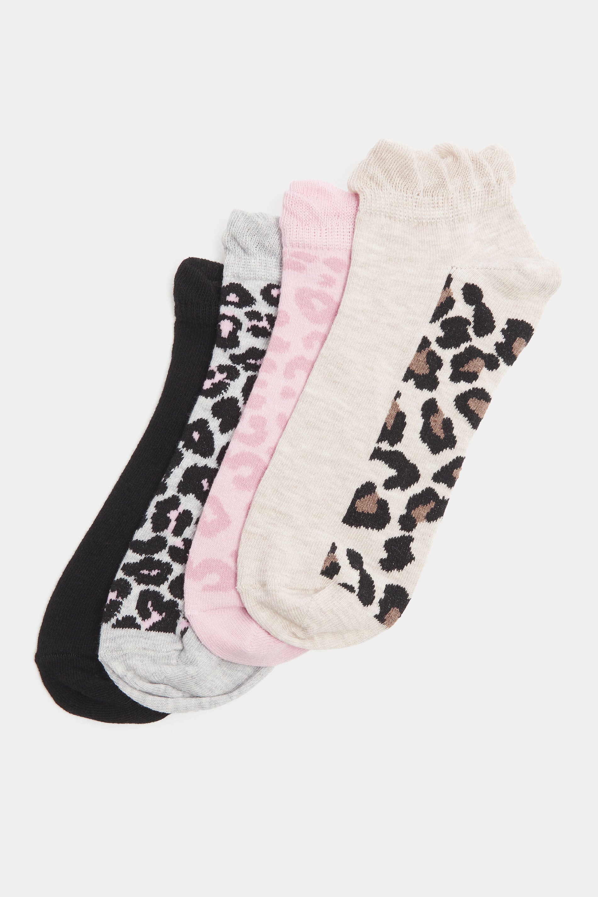 YOURSET 4 PACK Plus Size Black Animal Print Trainer Liner Socks | Yours Clothing 3