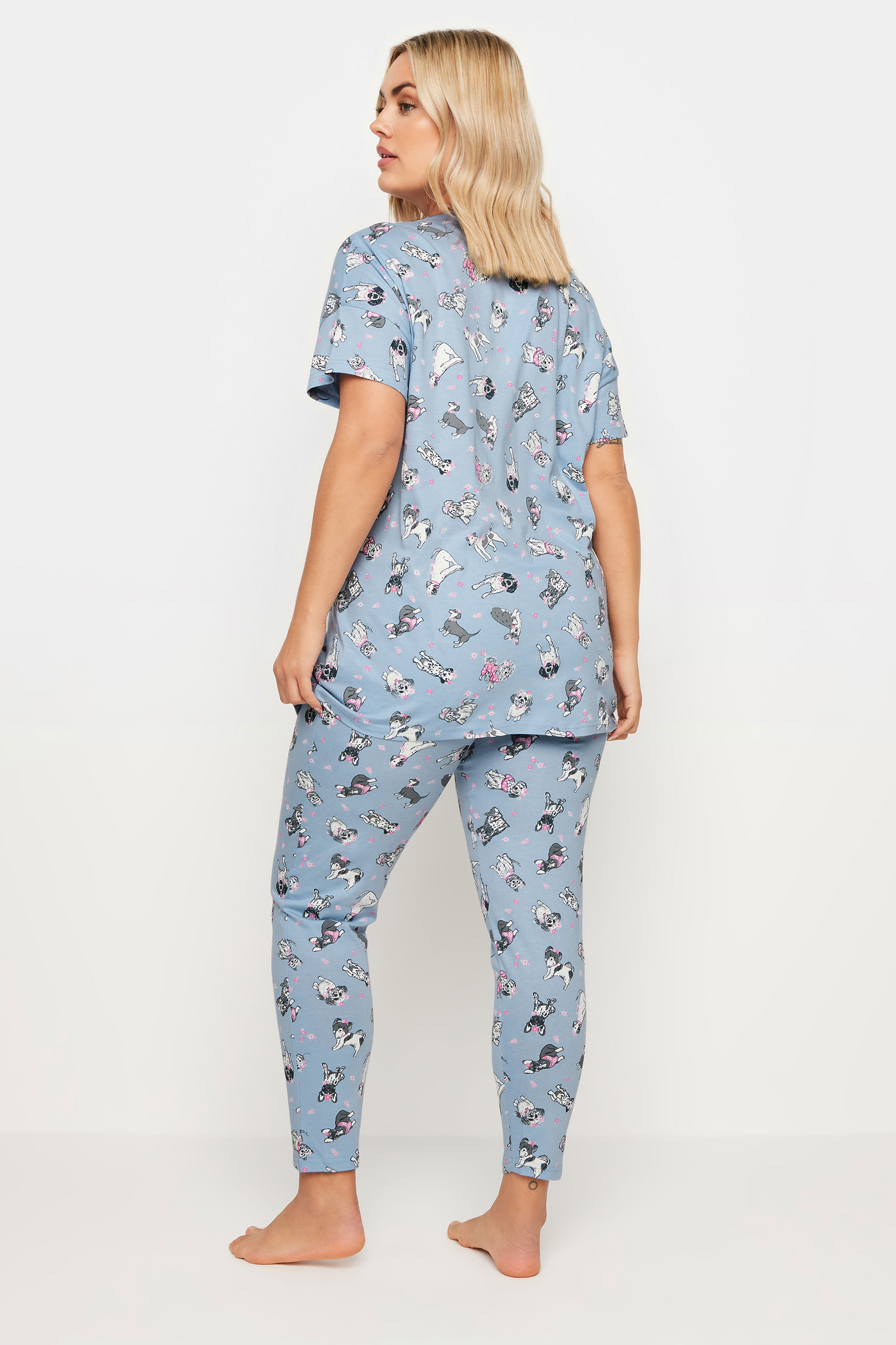 YOURS Plus Size Blue Dog Print Pyjama Set | Yours Clothing 3