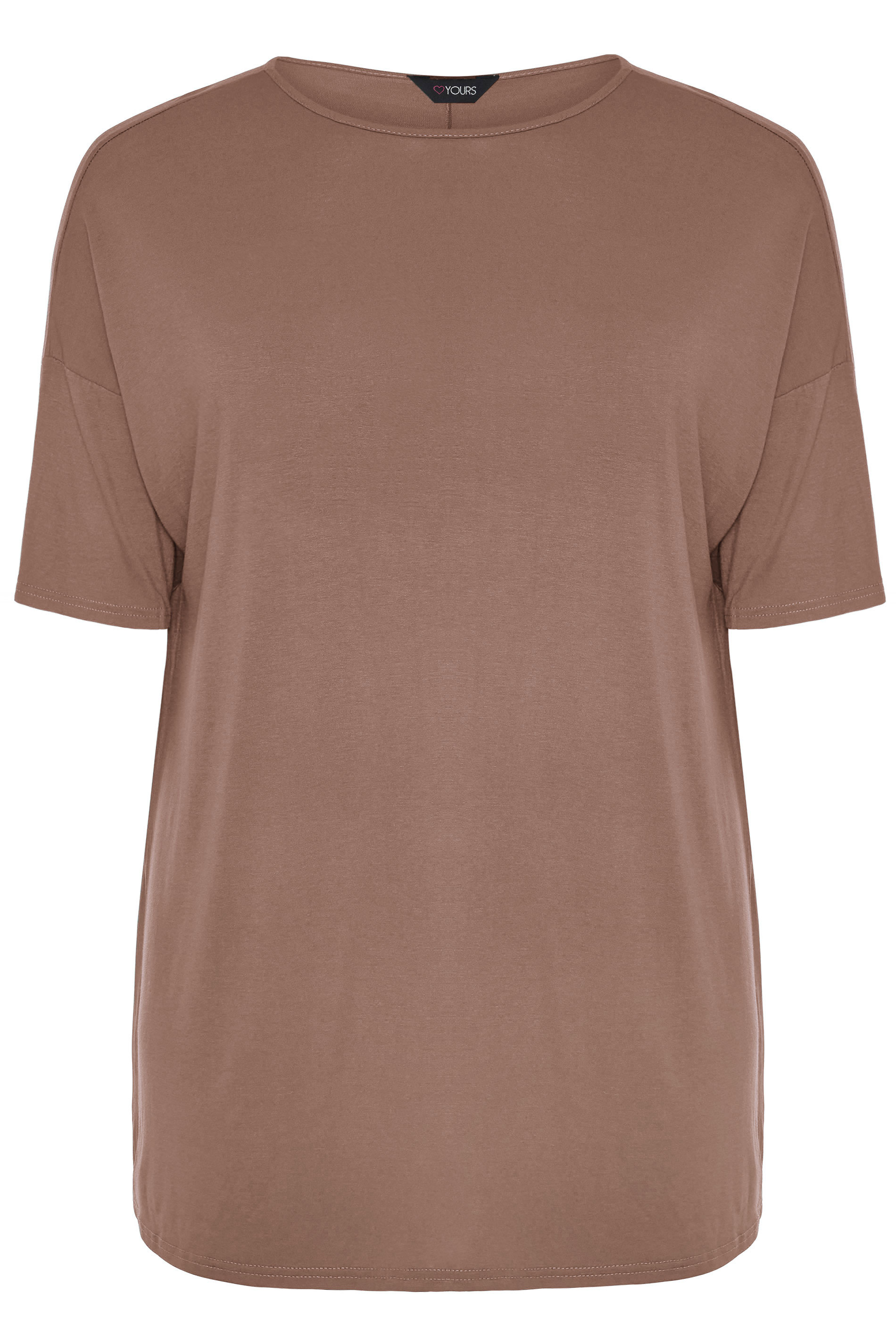 Mocha Brown Jersey Oversized T-Shirt | Yours Clothing