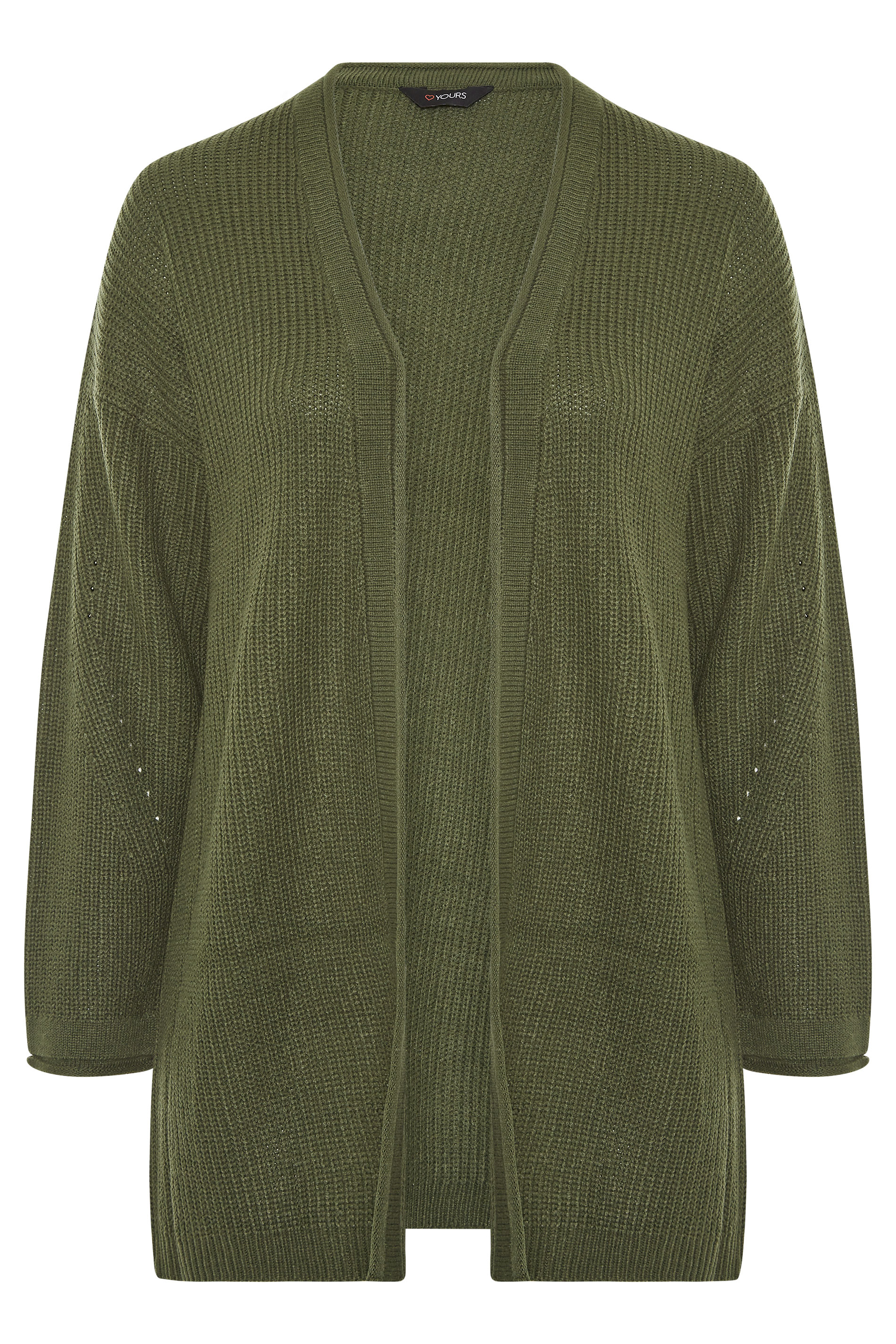 Plus Size Khaki Ribbed Longline Cardigan | Yours Clothing