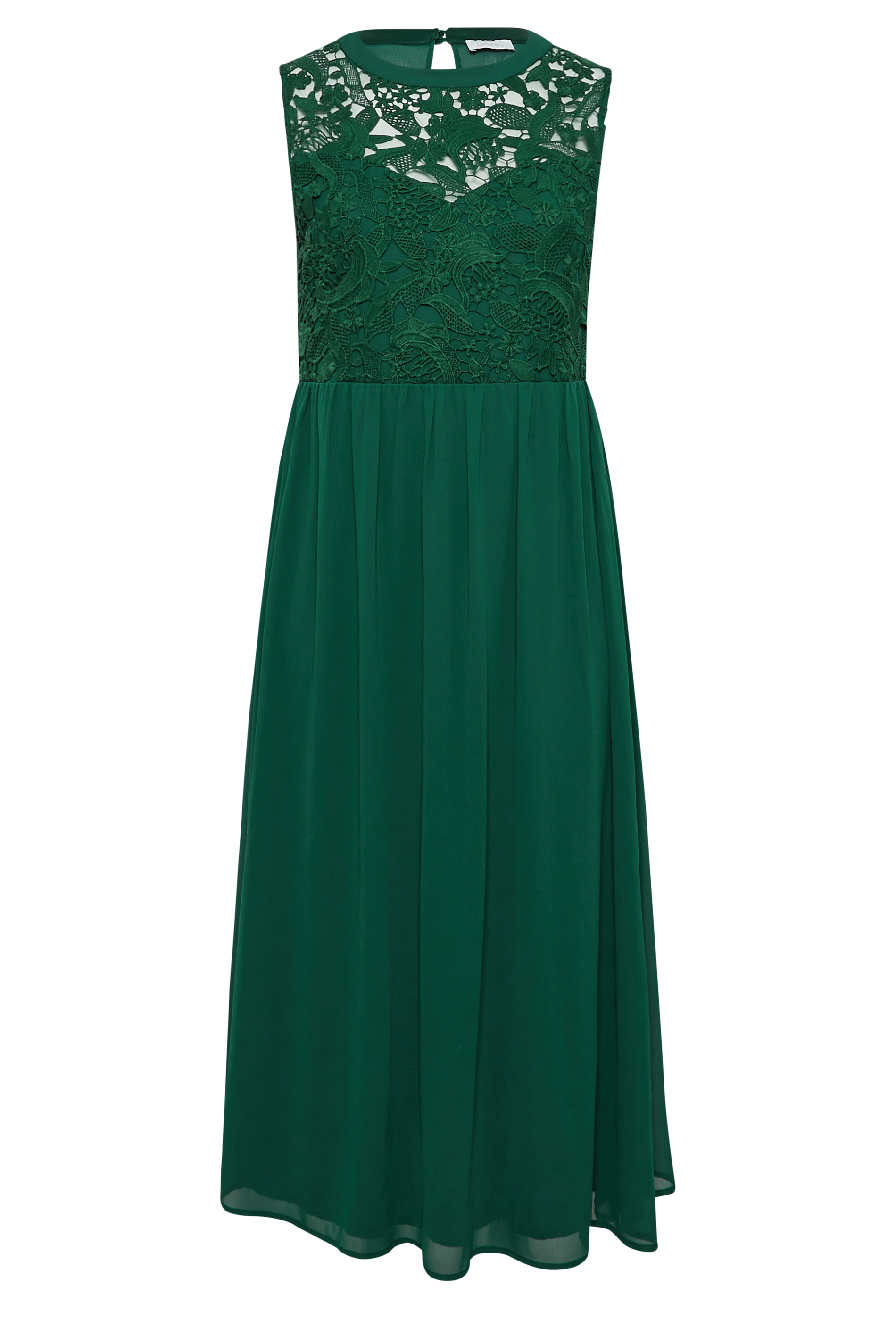 Plus Size YOURS LONDON Curve Forest Green Lace Front Chiffon Maxi