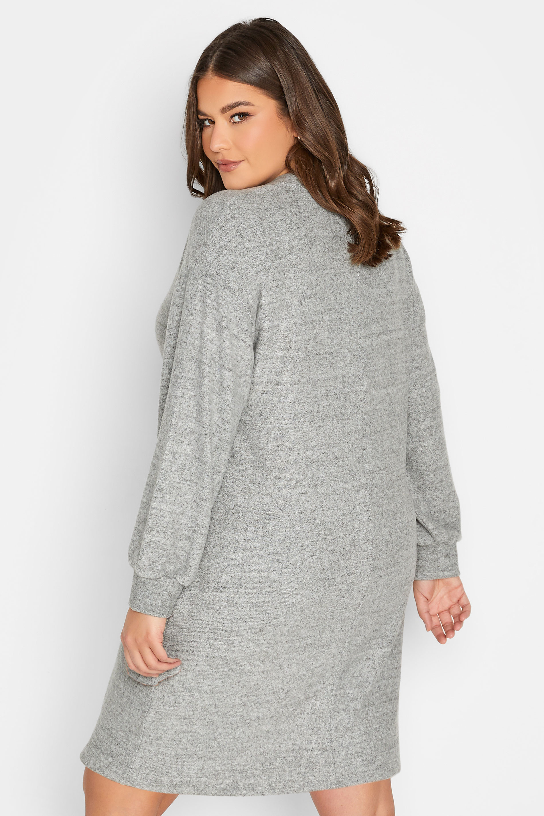 YOURS Plus Size Grey Marl Soft Touch Midi Dress | Yours Clothing 3