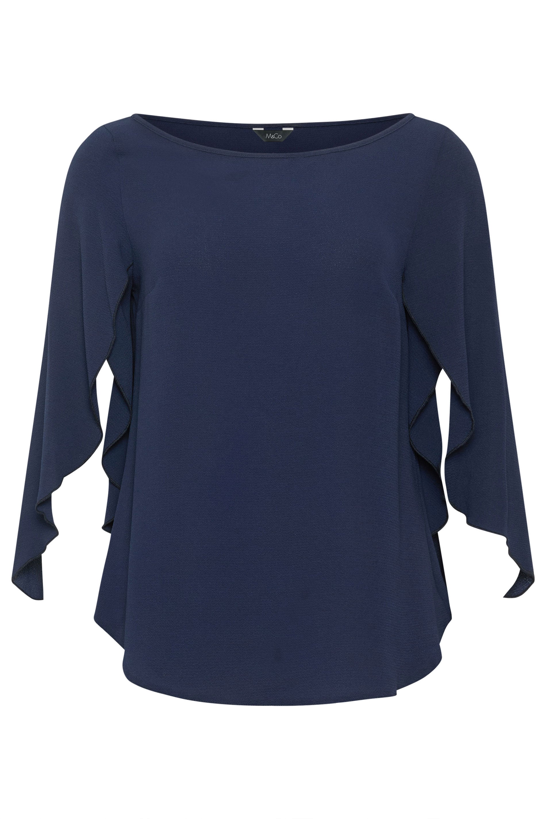 M&Co Navy Blue Long Angel Sleeve Blouse | M&Co 5