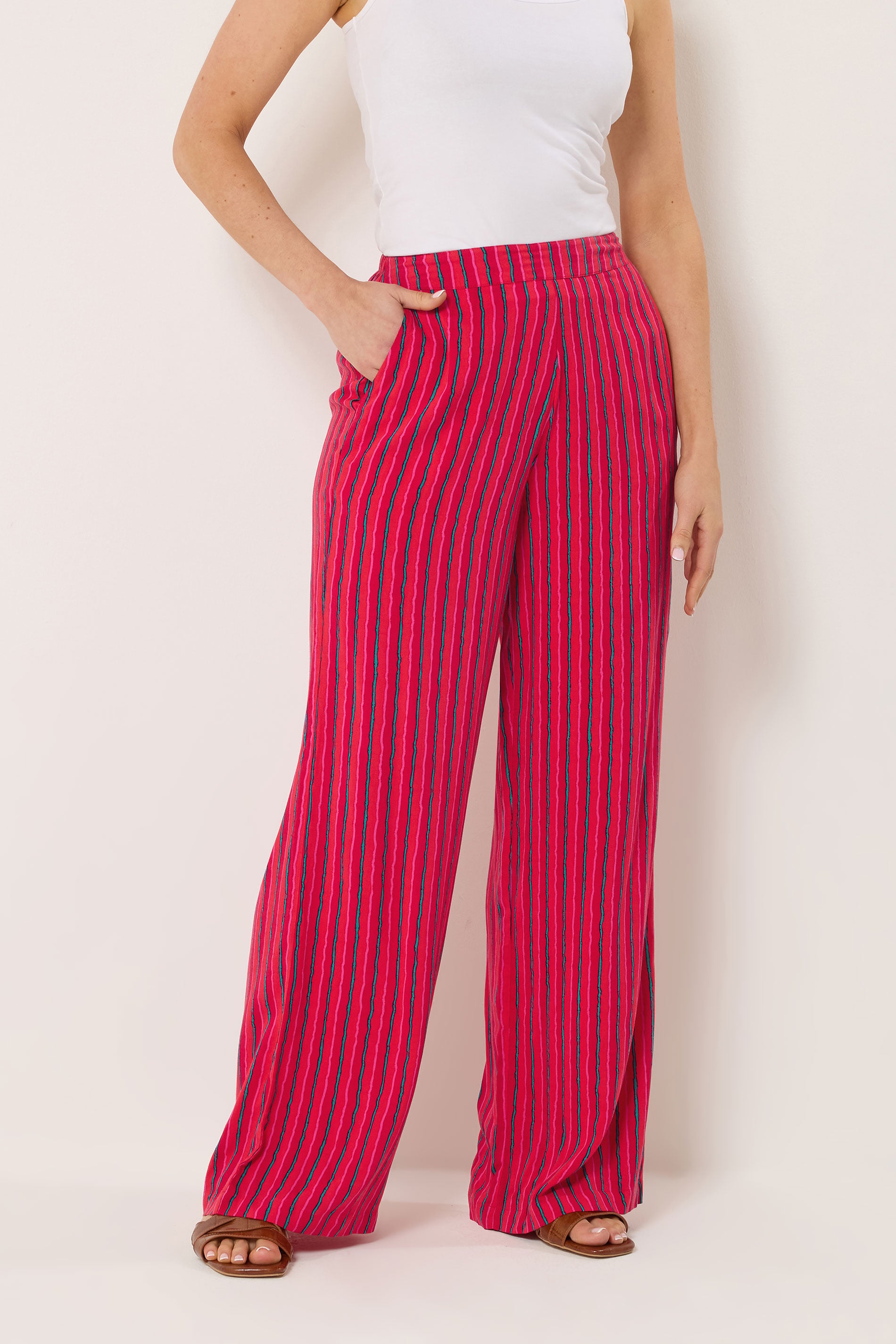 LTS Tall Women's Red Stripe Wide Leg Trousers | Long Tall Sally 2