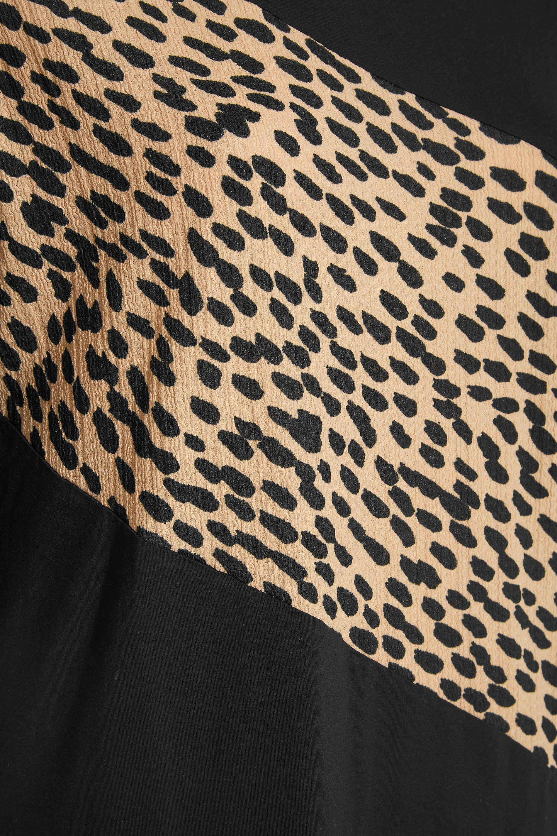 Grande taille  Tops Grande taille  Tops Jersey | T-Shirt Noir Bande Léopard Style Oversize - CK91153
