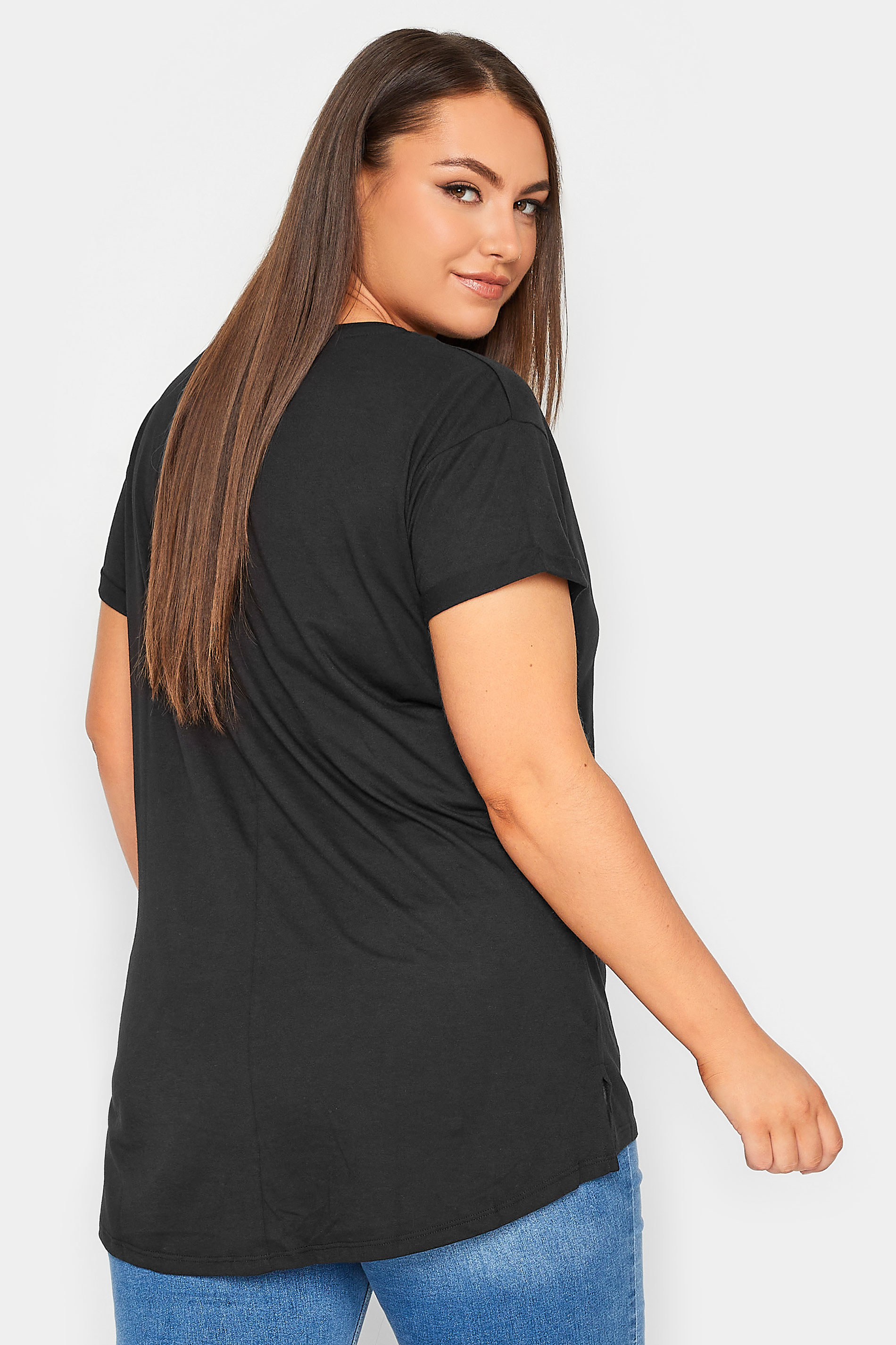 YOURS FOR GOOD Plus Size Black Cotton Blend Pocket T-Shirt | Yours Clothing 3