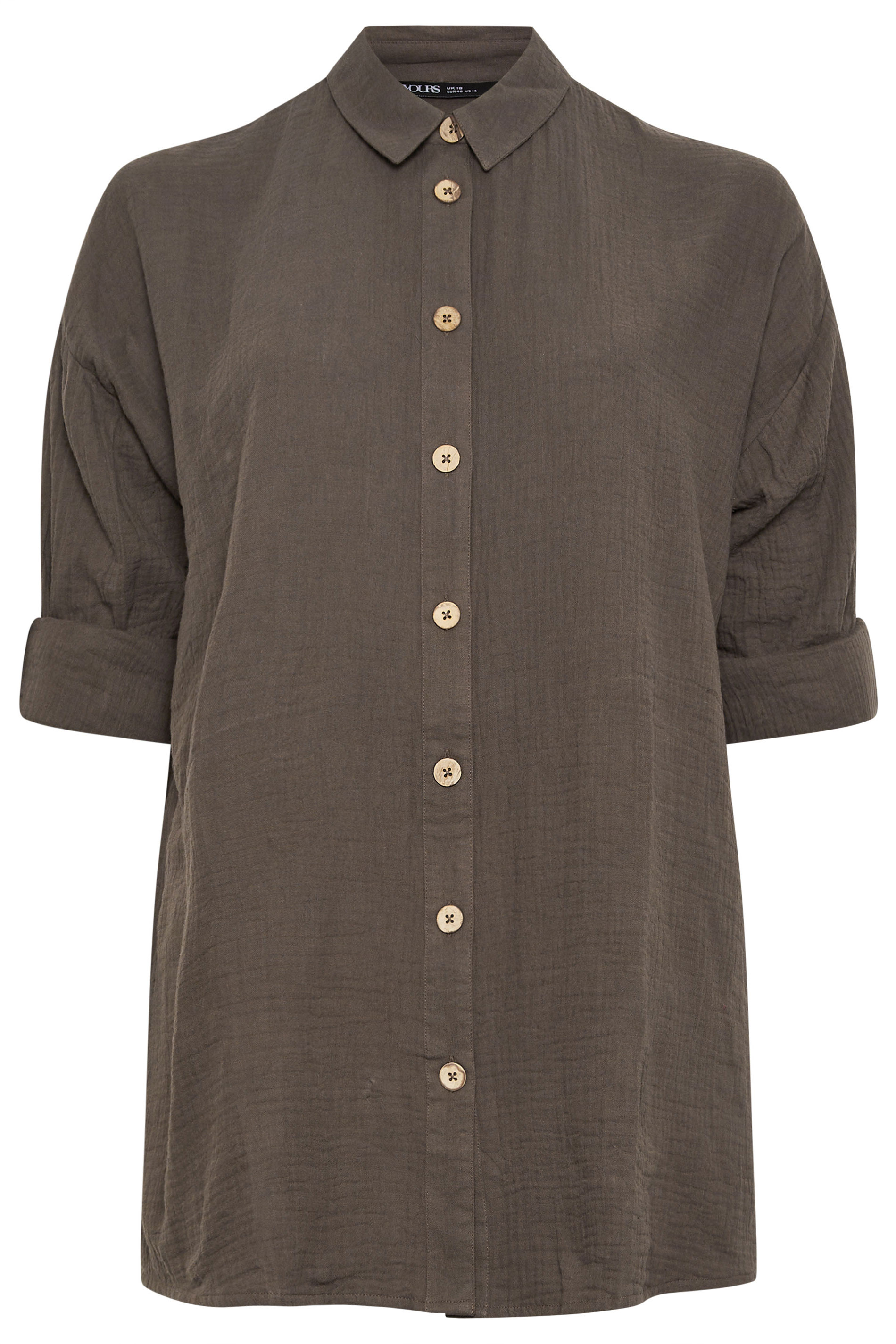 YOURS Plus Size Chocolate Brown Cheesecloth Shirt | Yours Clothing 5