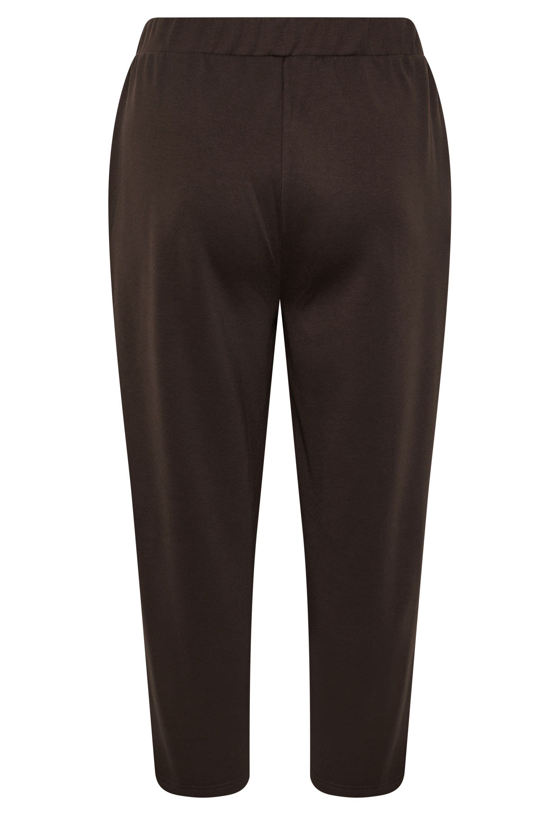 EVANS Plus Size Chocolate Brown Luxe Wide Leg Joggers | Evans 2