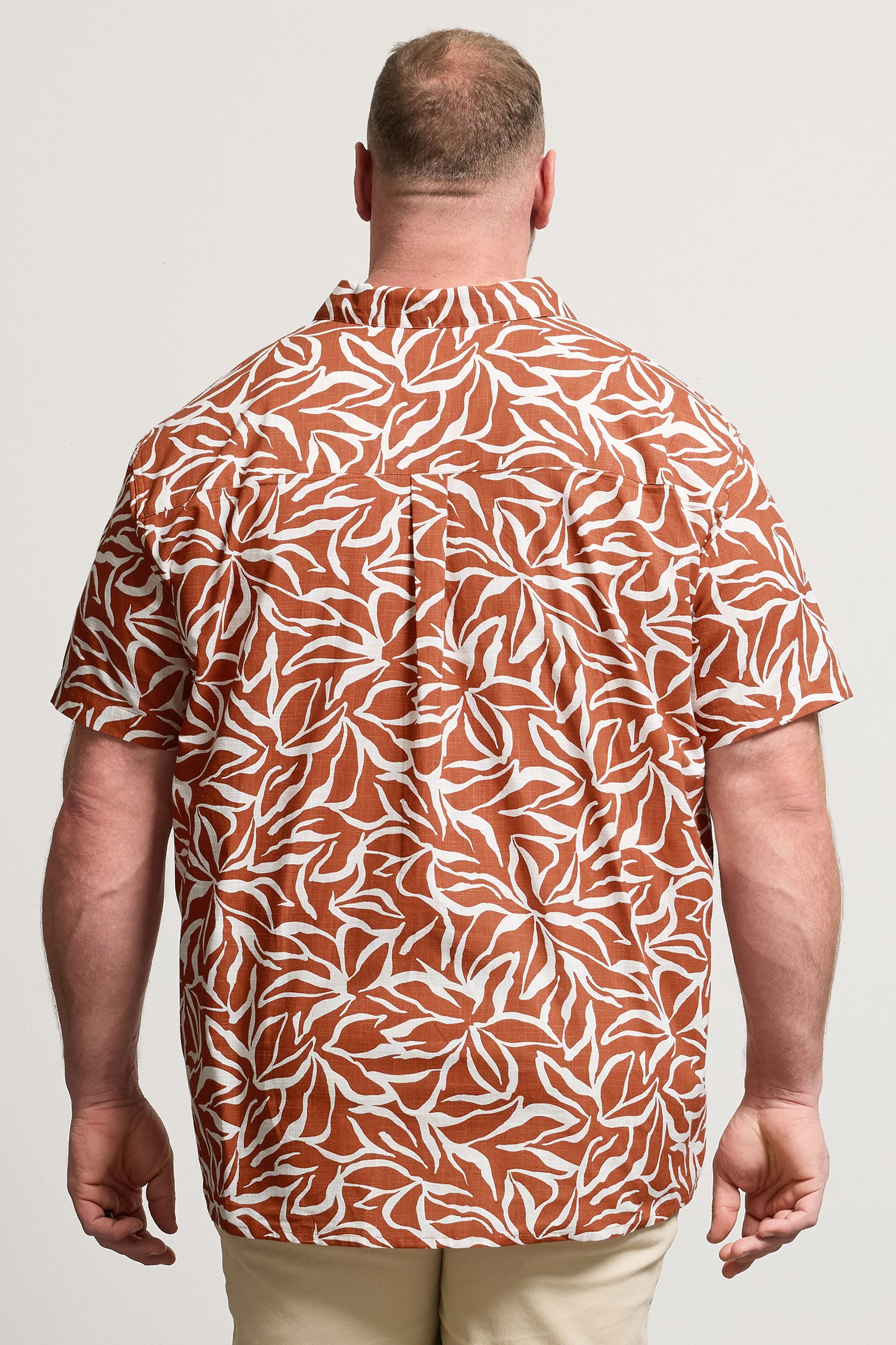 BadRhino Big & Tall Clay Orange Leaf Print Shirt | BadRhino 4