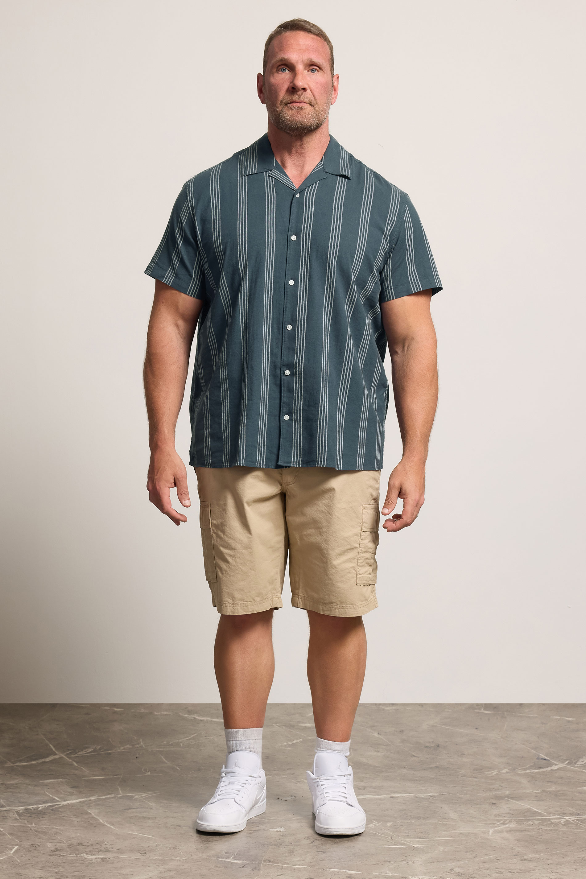 JACK & JONES Big & Tall Navy Blue Stripe Print Shirt | BadRhino 1