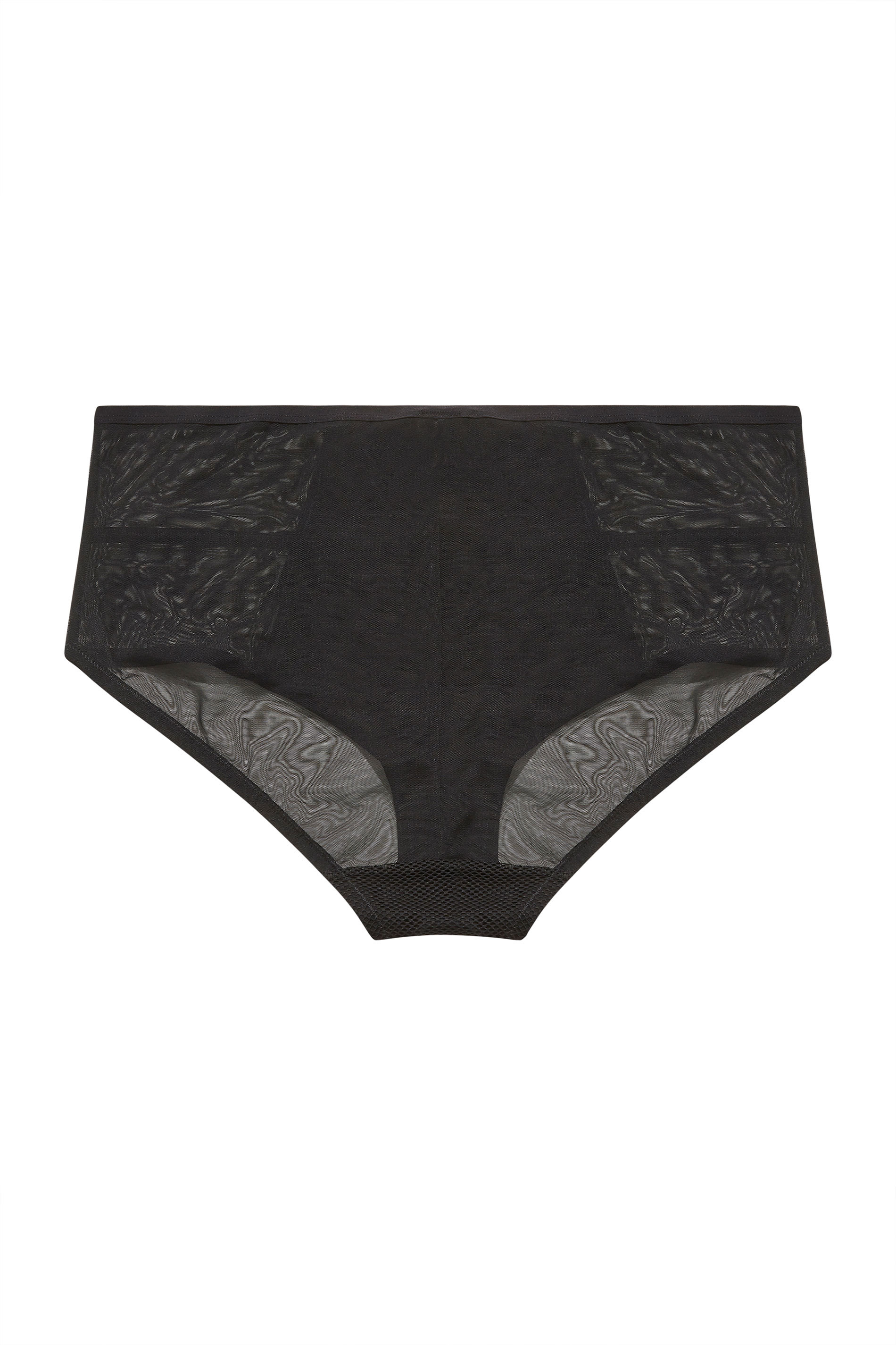 Plus Size Black Mesh Detail High Waisted Full Briefs | Yours Clothing