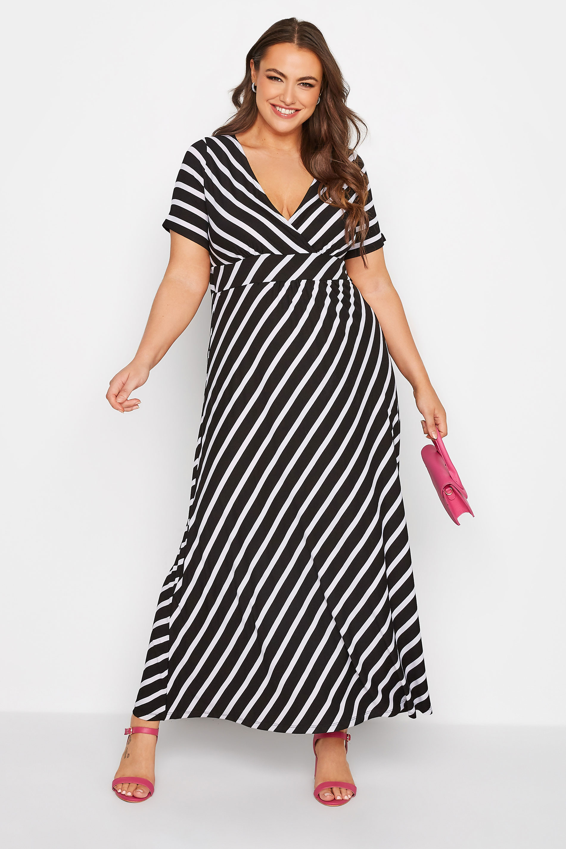 Plus Size Black Stripe Swing Maxi Dress | Yours Clothing 1