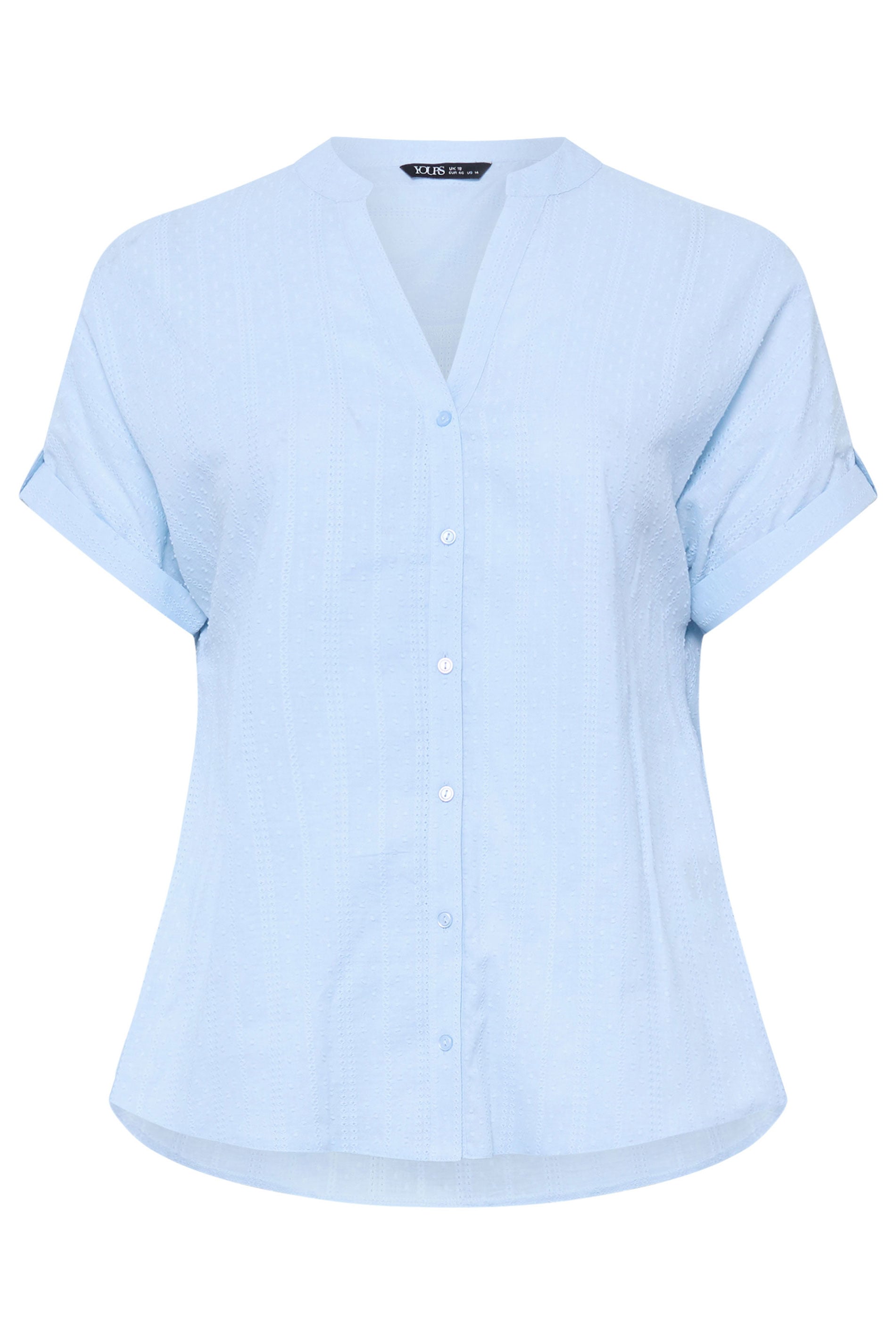 YOURS Plus Size Blue Dobby Textured Blouse | Yours Clothing 5