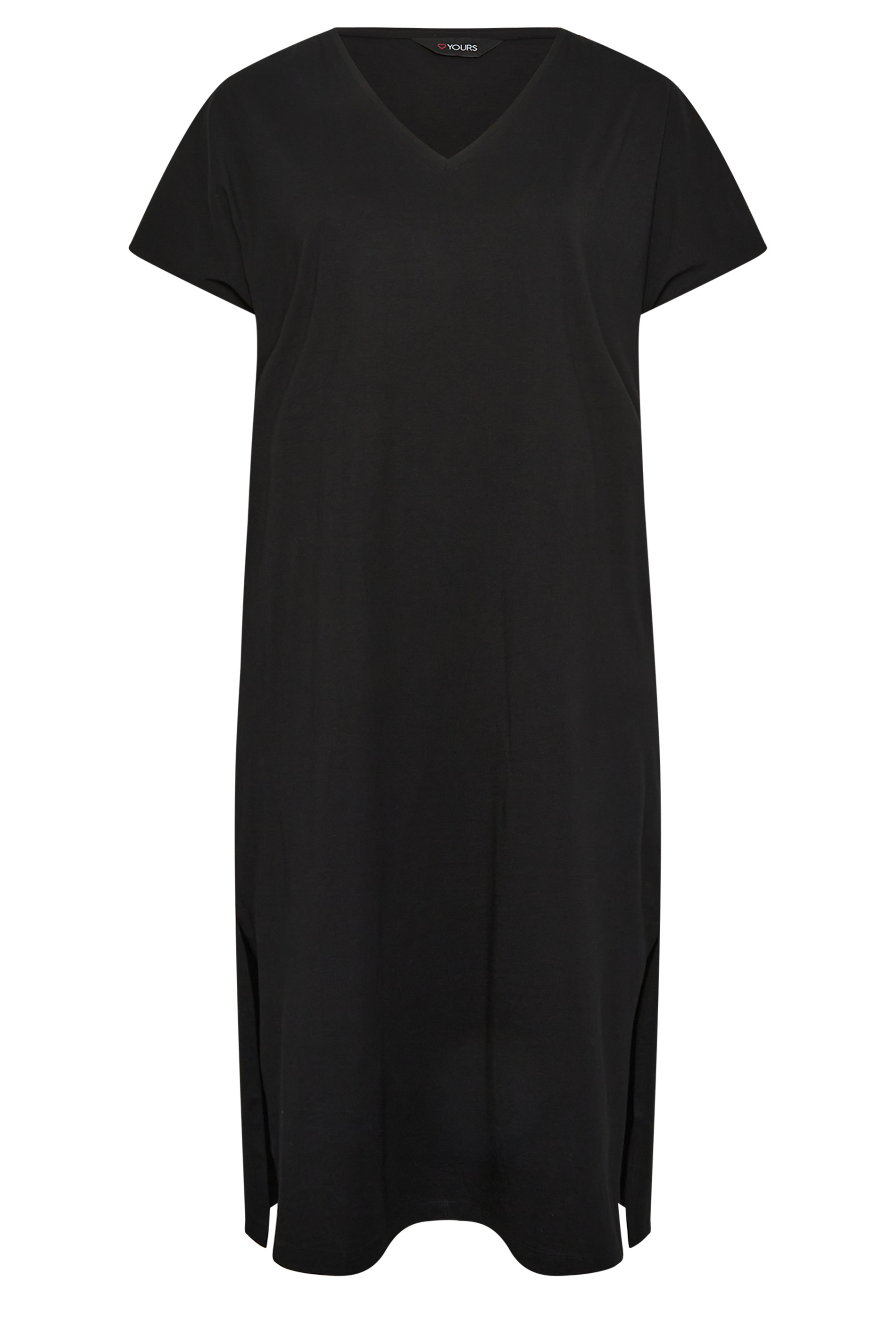 Yours Side Split T-Shirt Dress in Black