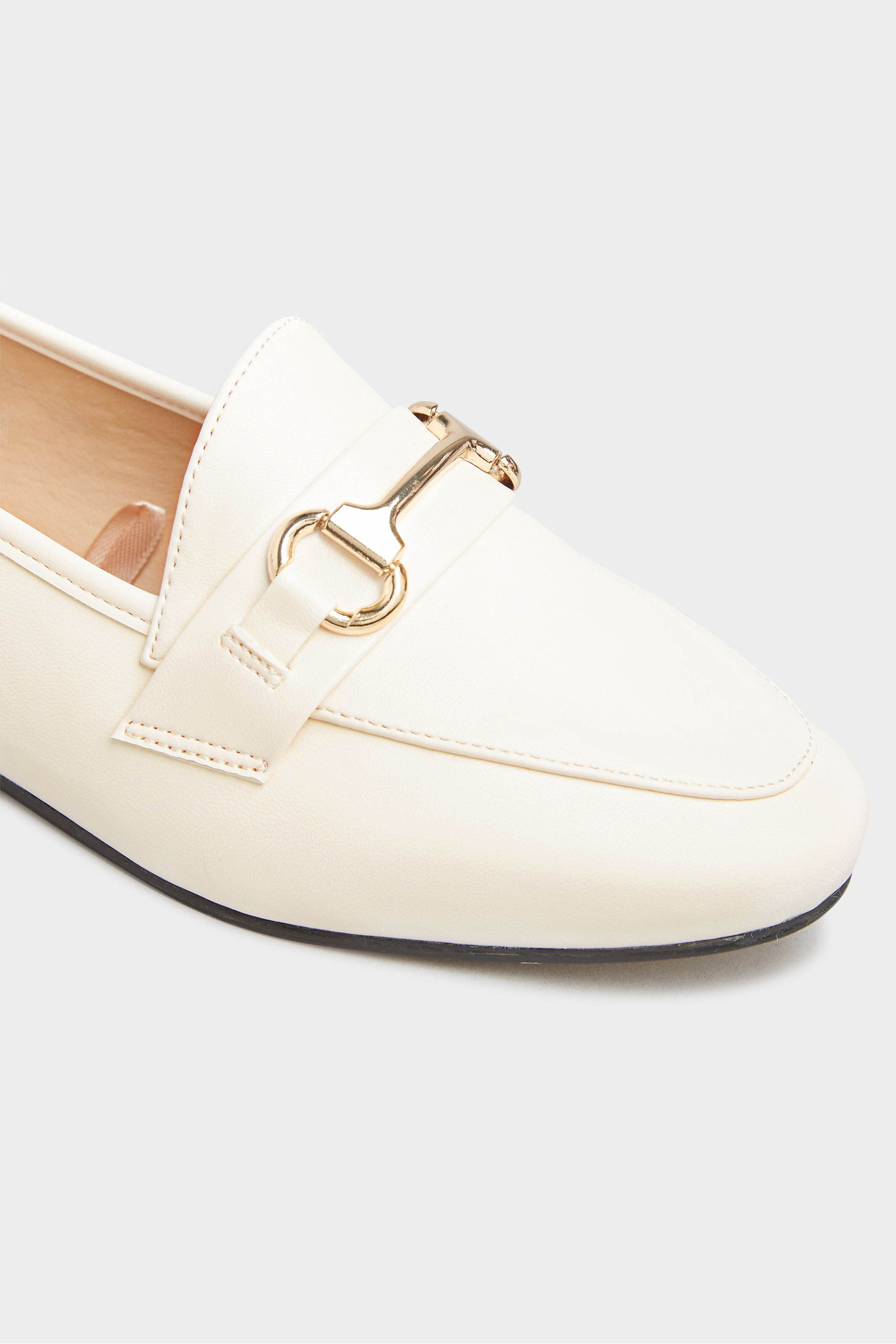 White Metal Trim Loafer In Extra Wide Fit | Yours Clothing