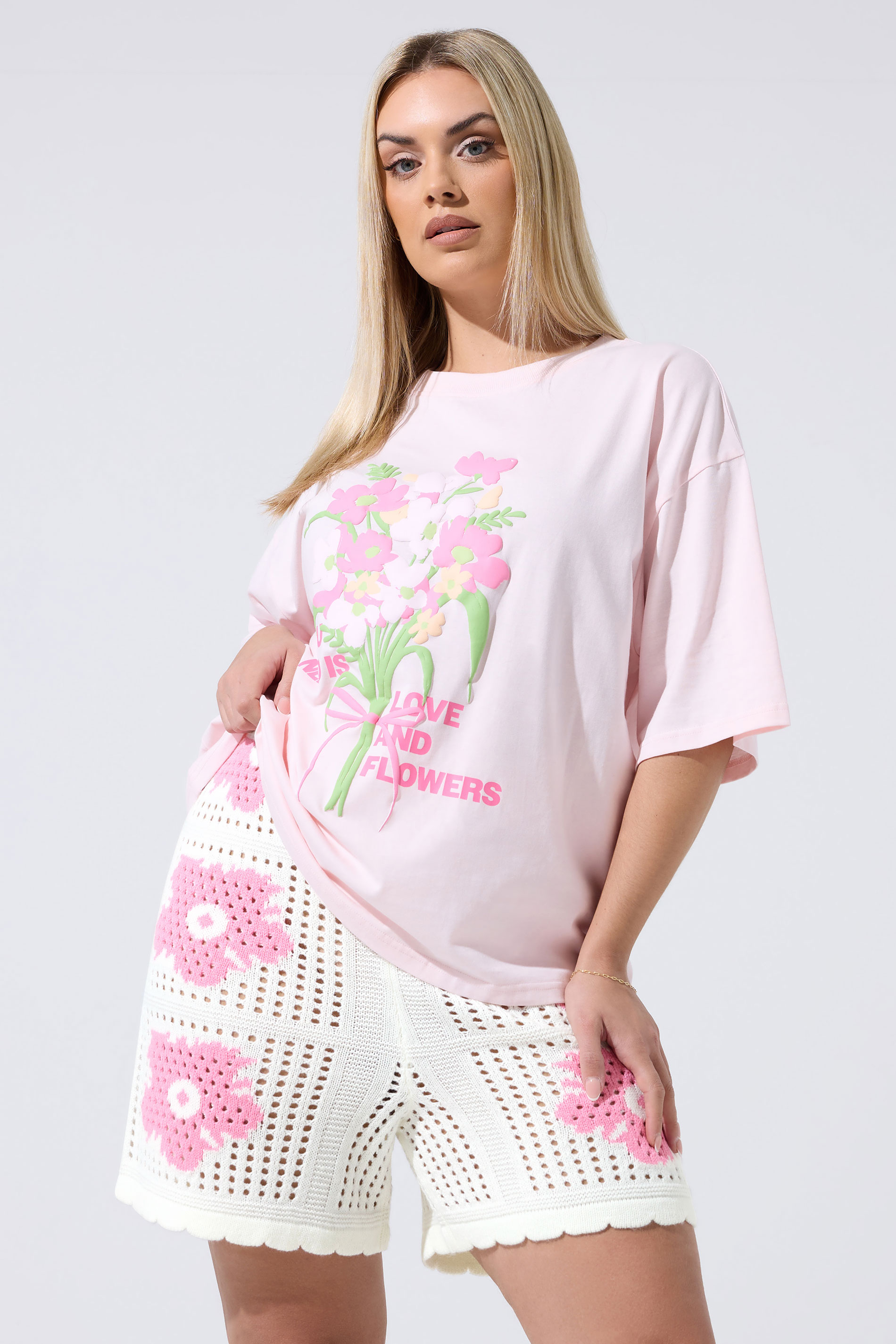 LIMITED COLLECTION Plus Size White Flower Crochet Shorts | Yours Clothing 3