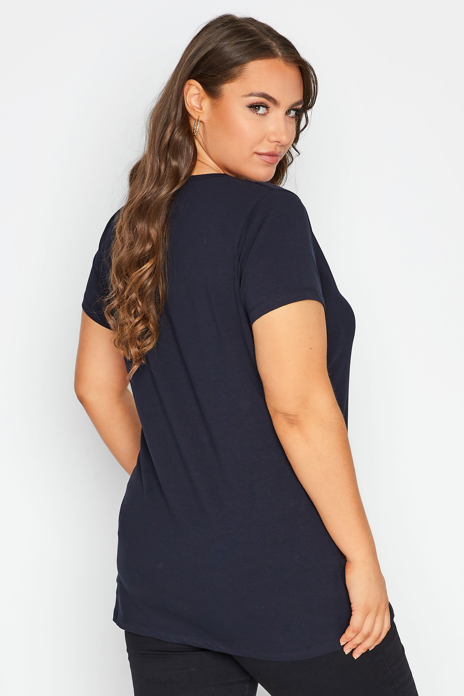 Plus Size Navy Blue Longline T-Shirt | Yours Clothing 3