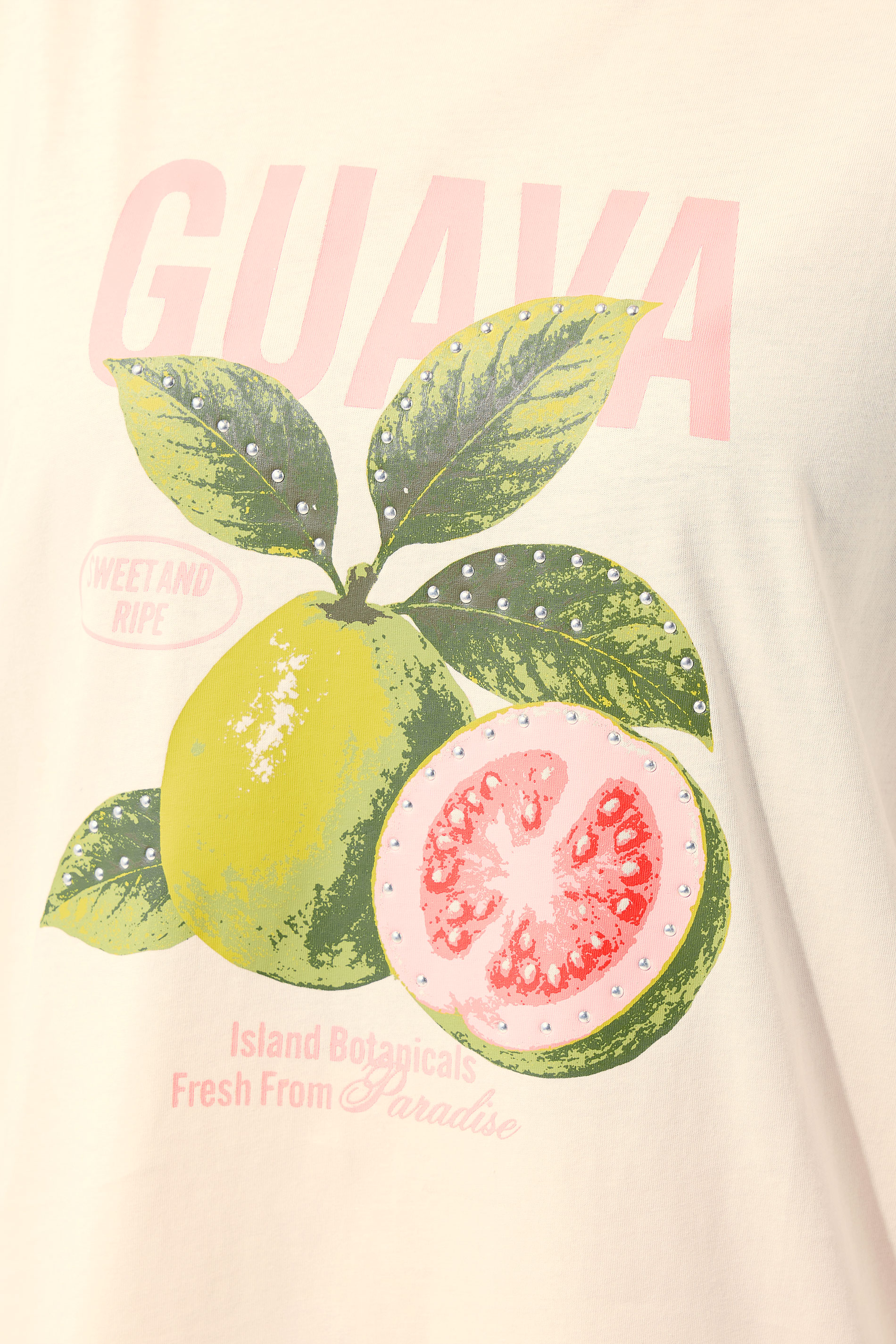 LIMITED COLLECTION Plus Size Ivory White 'Guava' Stud T-Shirt | Yours Clothing 4