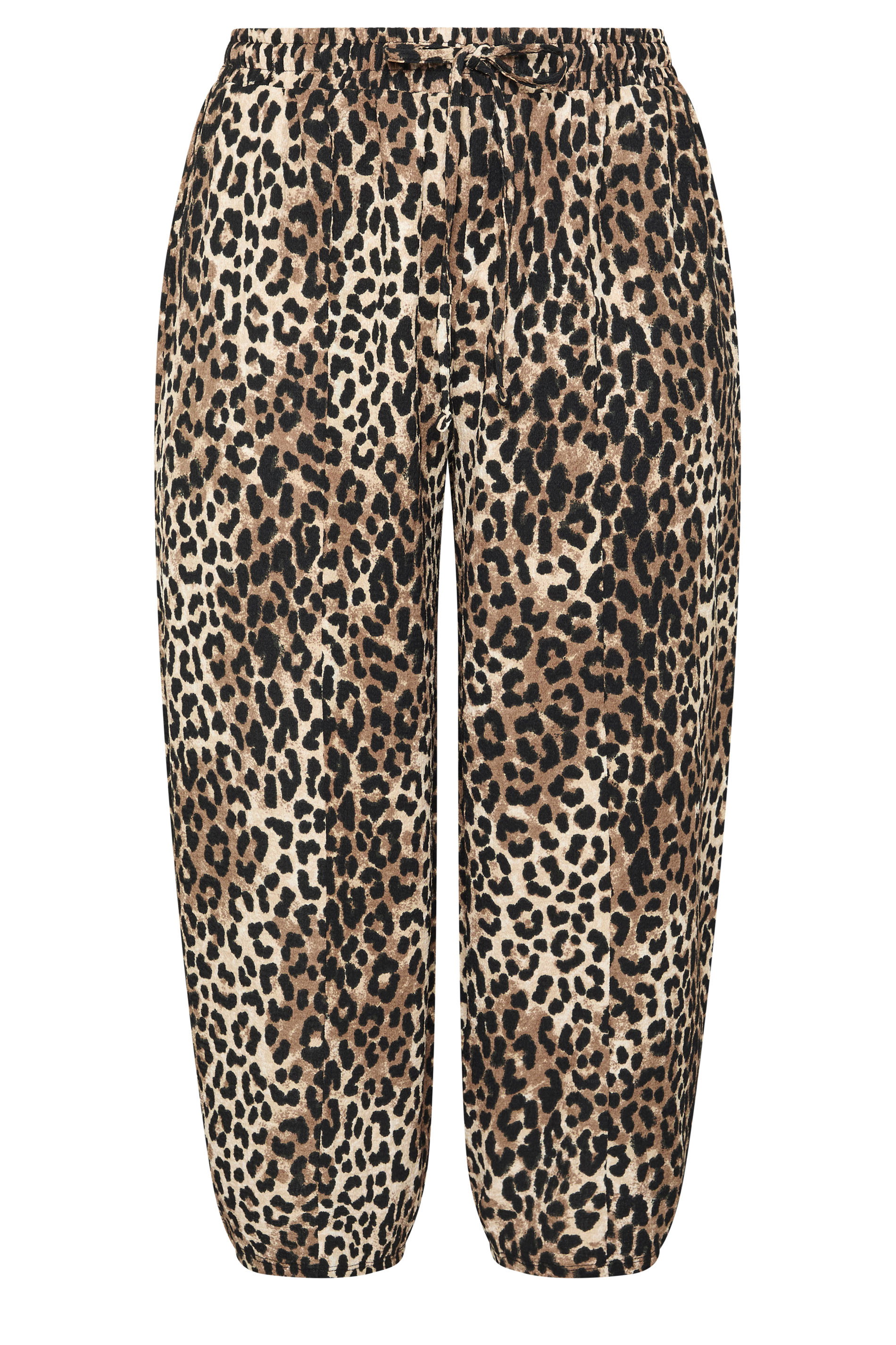 YOURS Plus Size Black Leopard Print Crinkle Barrel Trousers | Yours Clothing 5