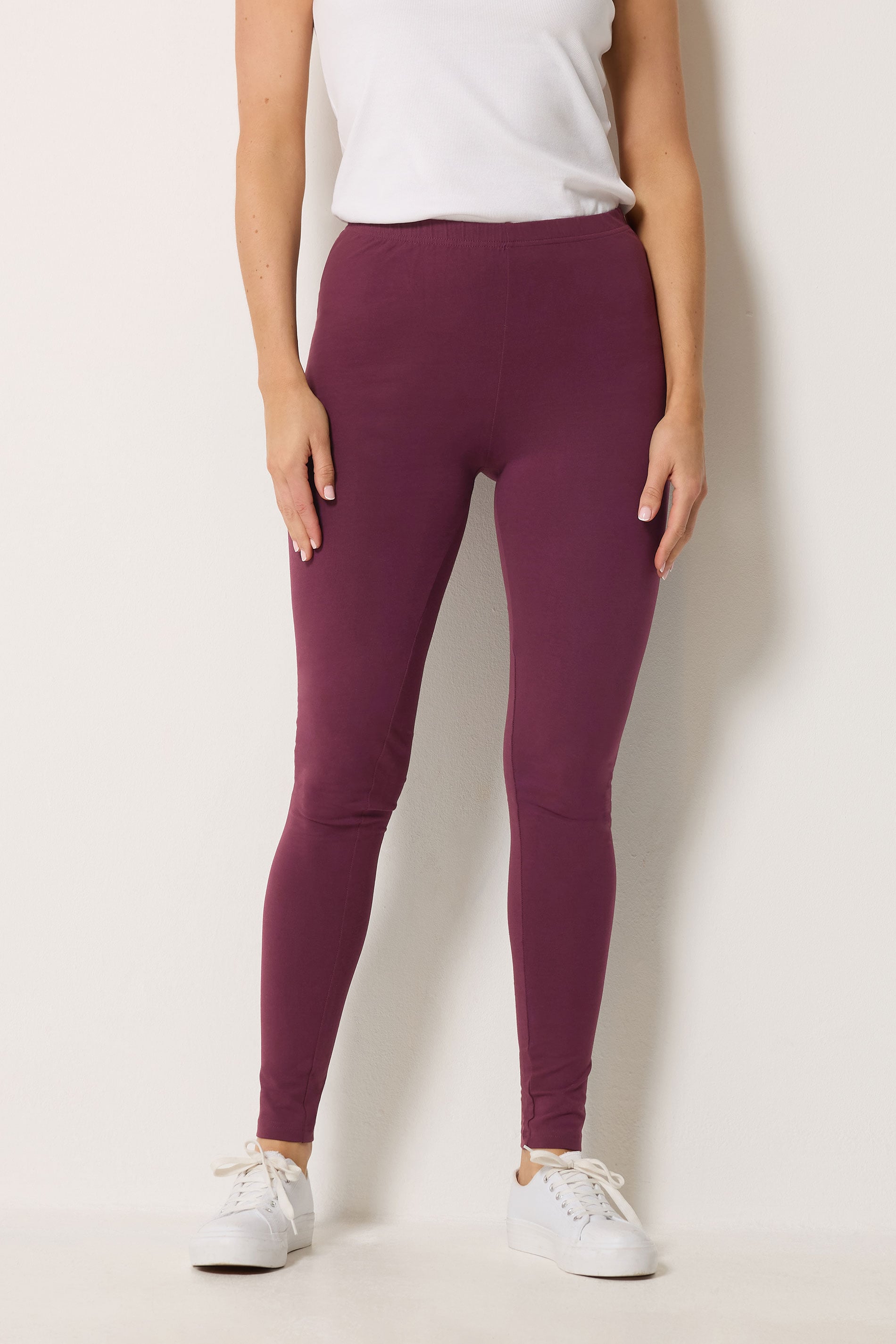 LTS Tall Women's Burgundy Red Cotton Stretch Leggings | Long Tall Sally 1