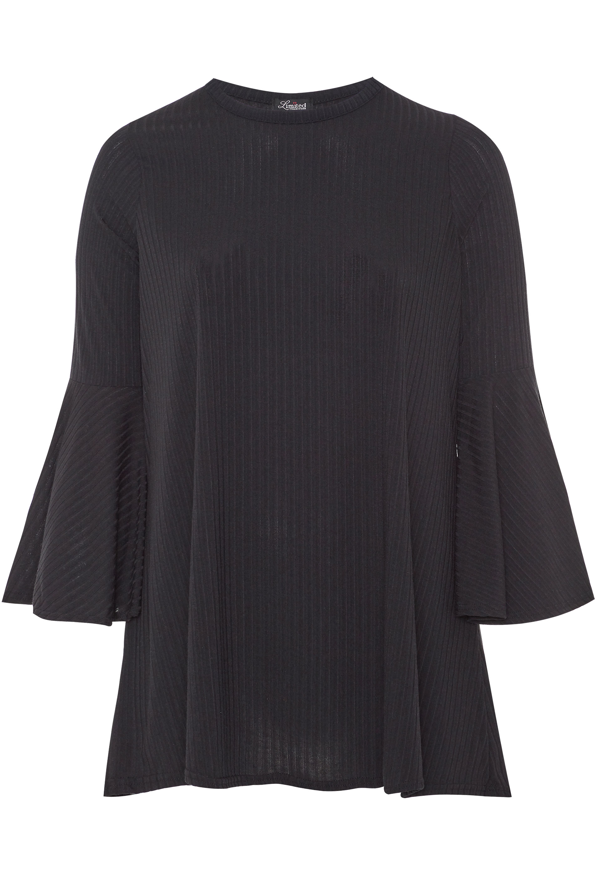 Black Ribbed Flare Sleeve 