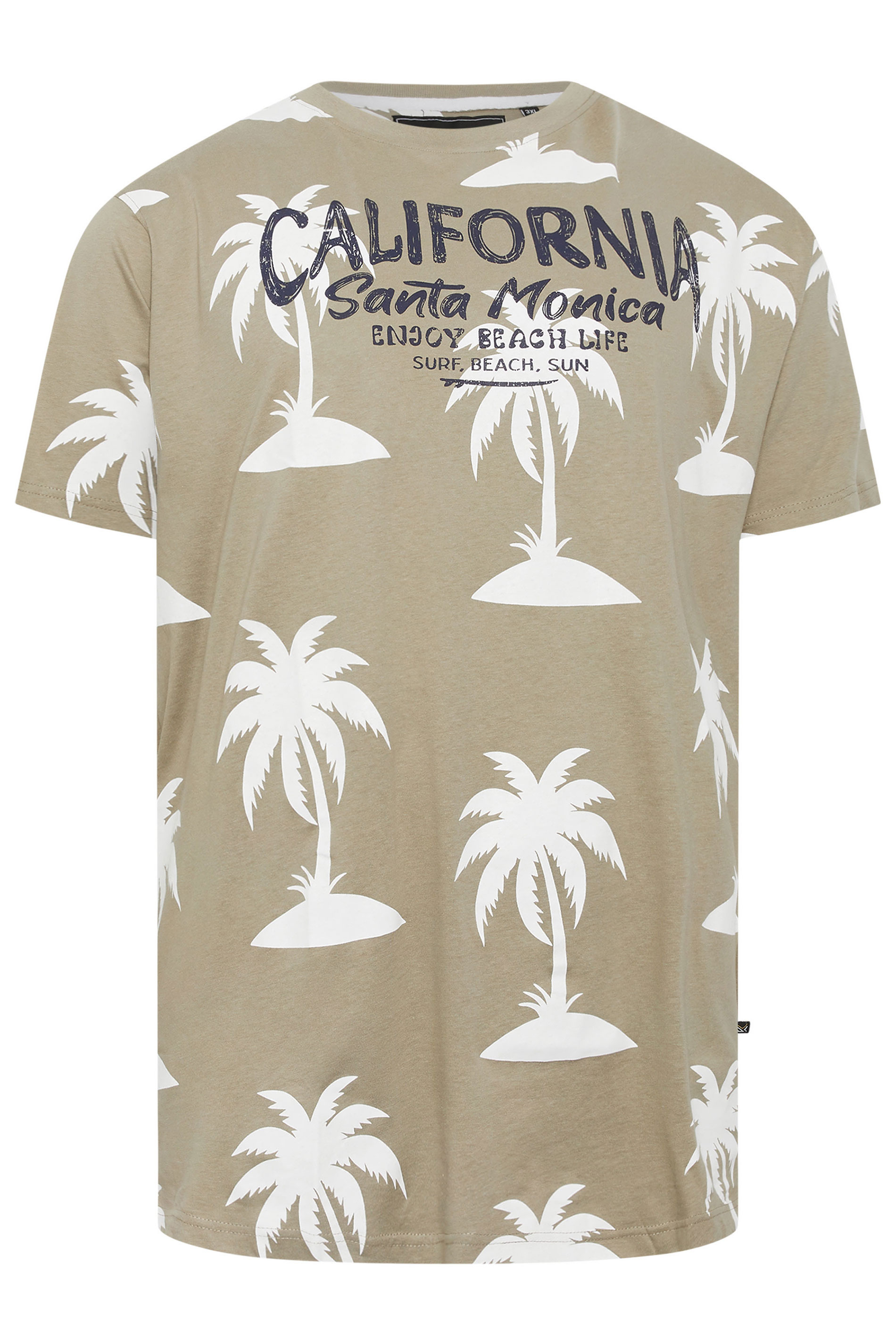 KAM Big & Tall Stone Brown Palm Print T-Shirt | BadRhino 2