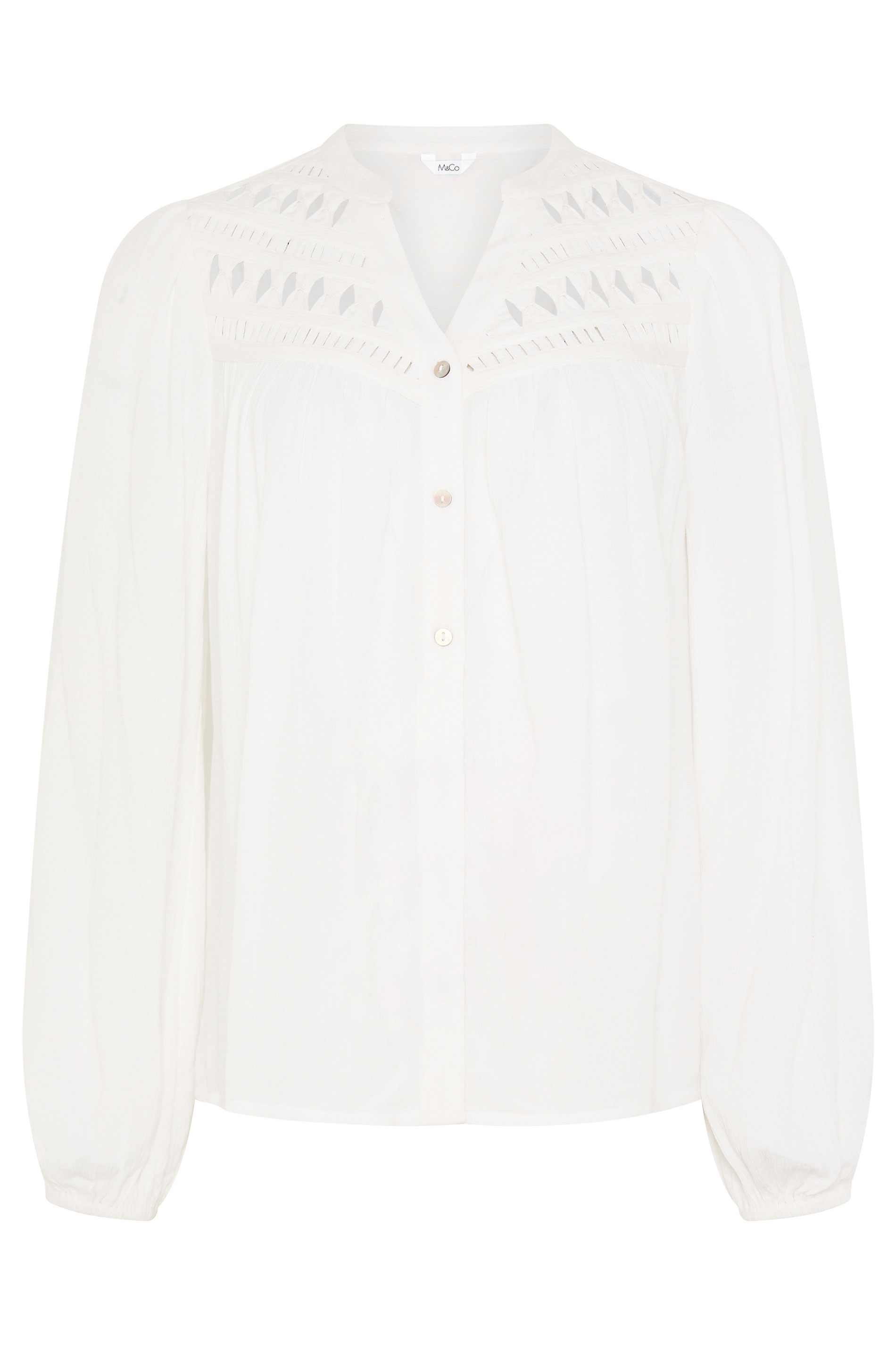 M&Co White Crochet Long Sleeve Blouse | M&Co 5