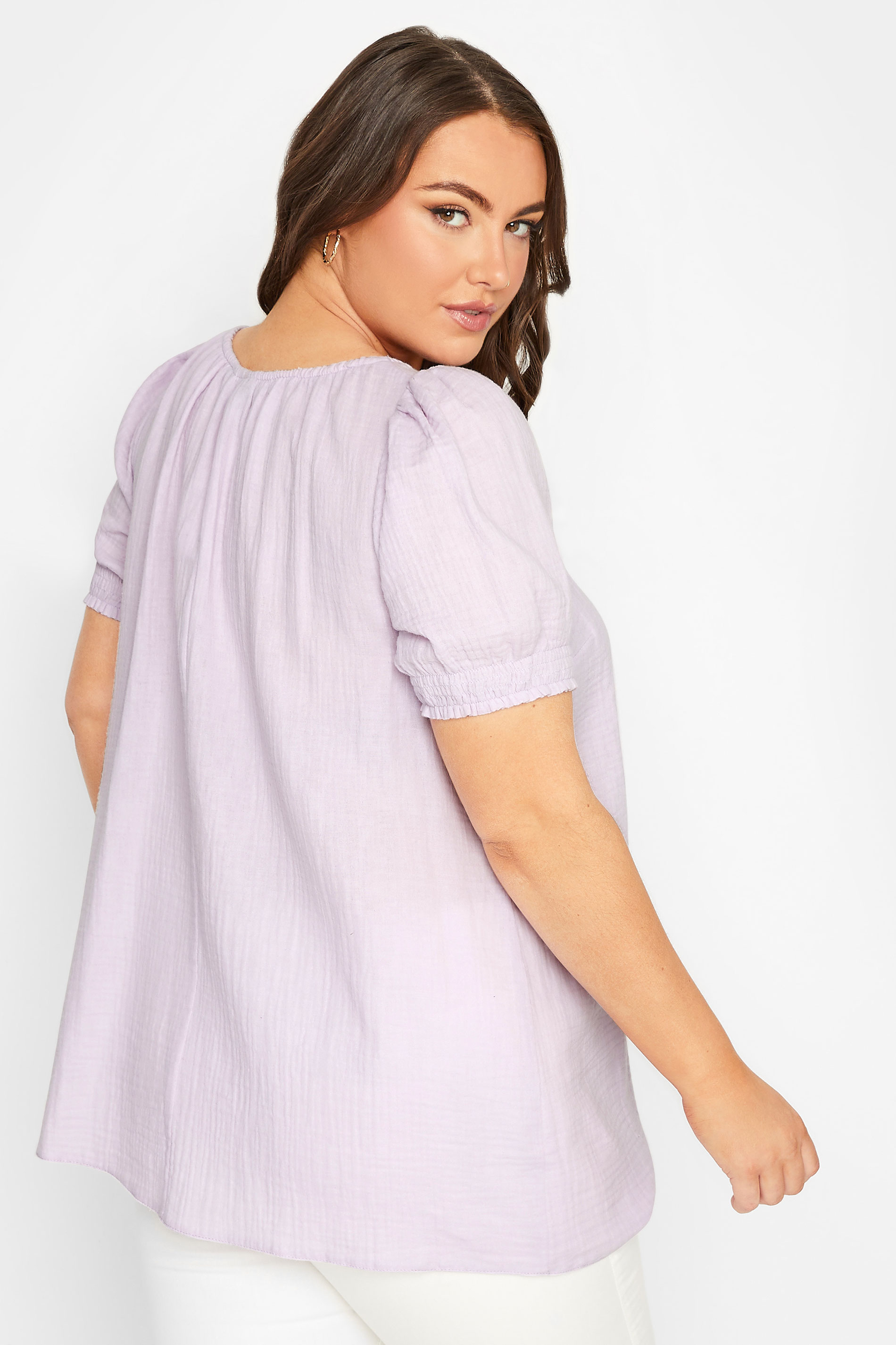 YOURS Plus Size Purple Crinkle Gypsy Top | Yours Clothing  3