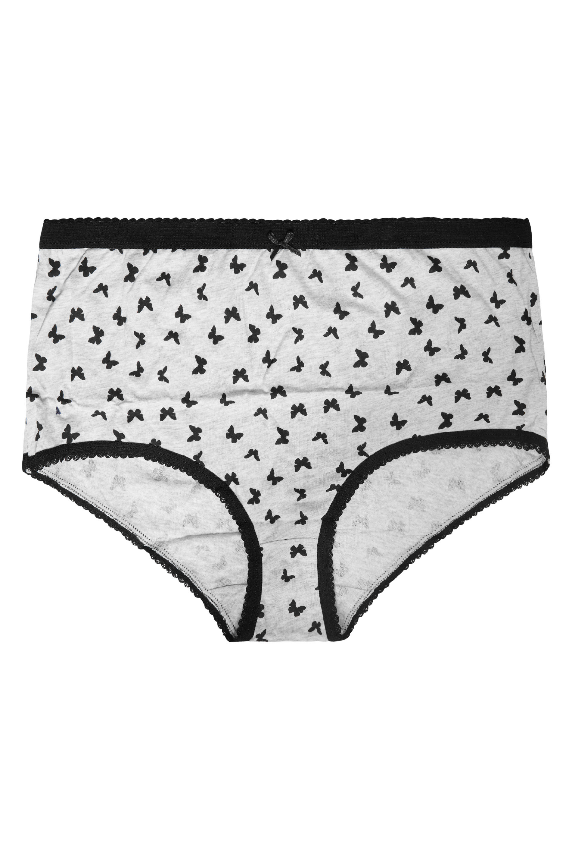 5 PACK Black & White Butterfly Print High Waisted Full Briefs | Yours Clothing 3