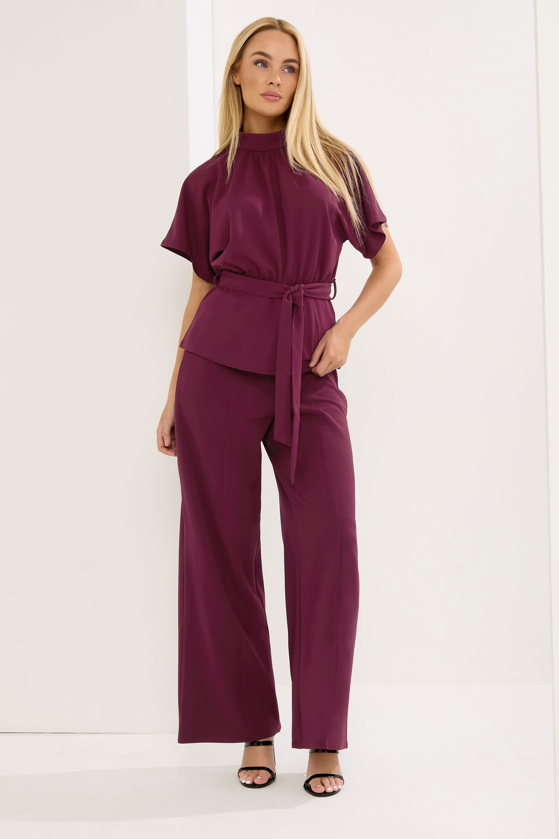 STAR Burgundy Red Wide Leg Trousers  | StarByJM 3