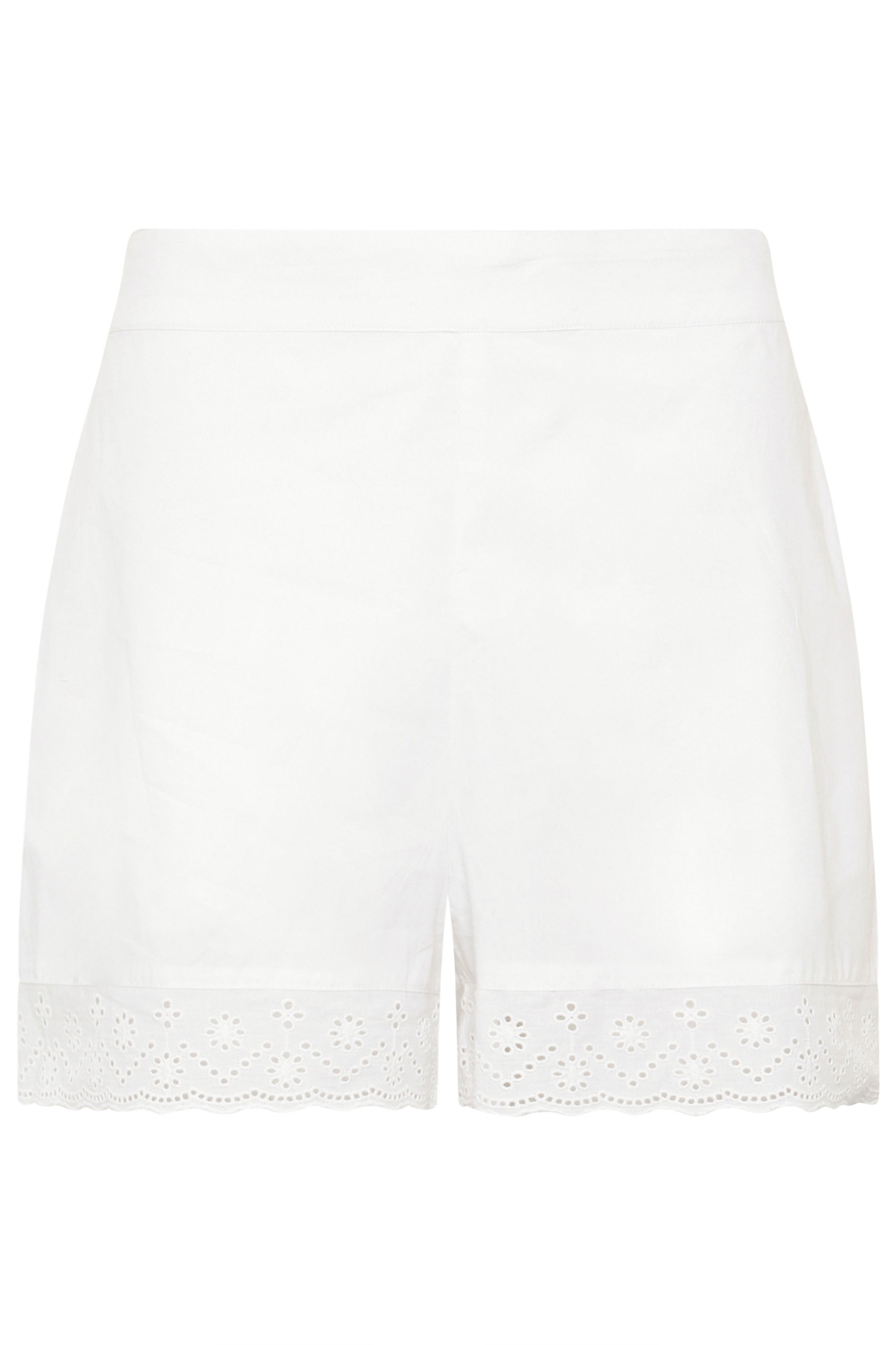 PixieGirl Petite Women's White Cotton Embroidered Trim Shorts | PixieGirl 6