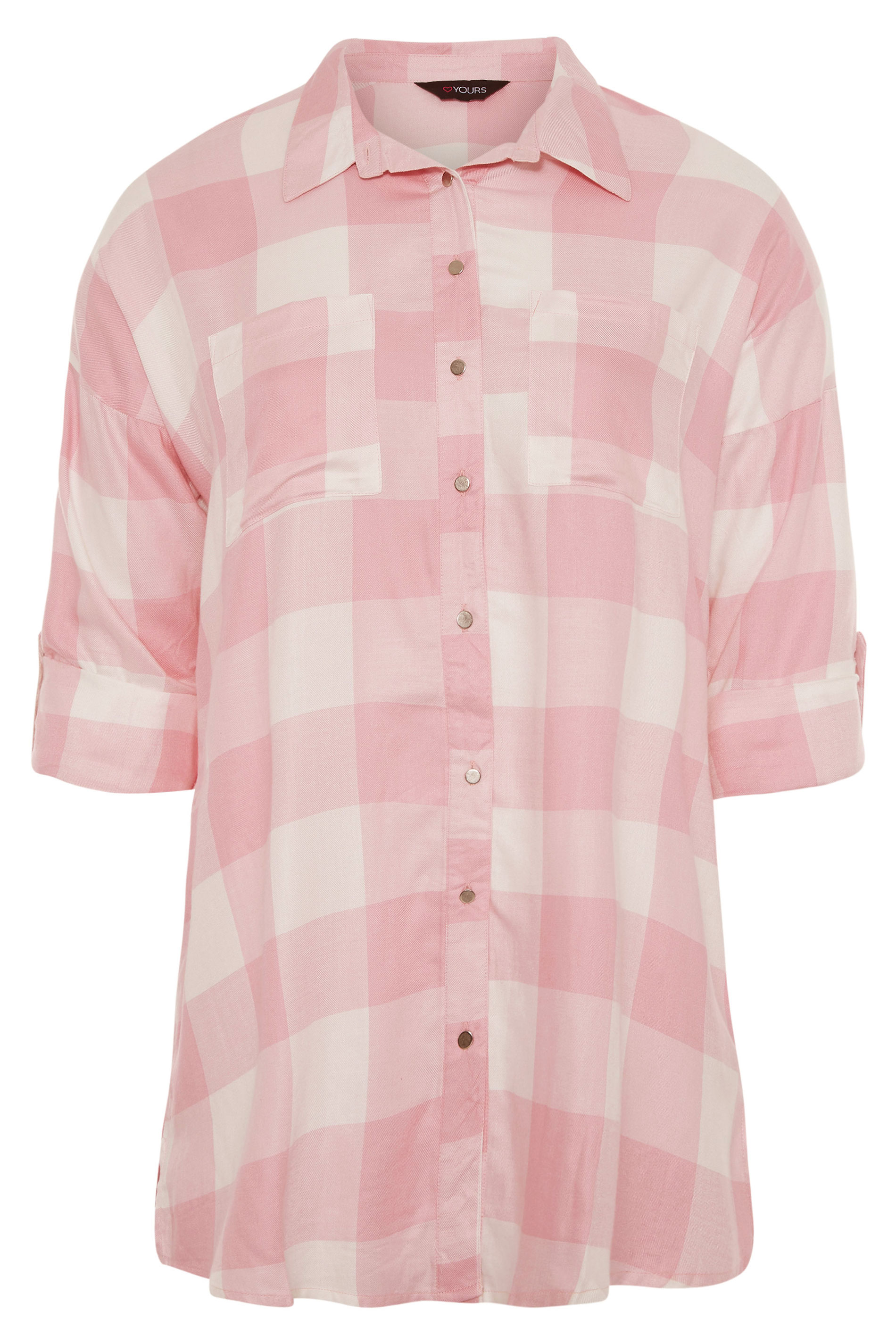 Plus size Pink Check Oversized Shirt | Yours Clothing