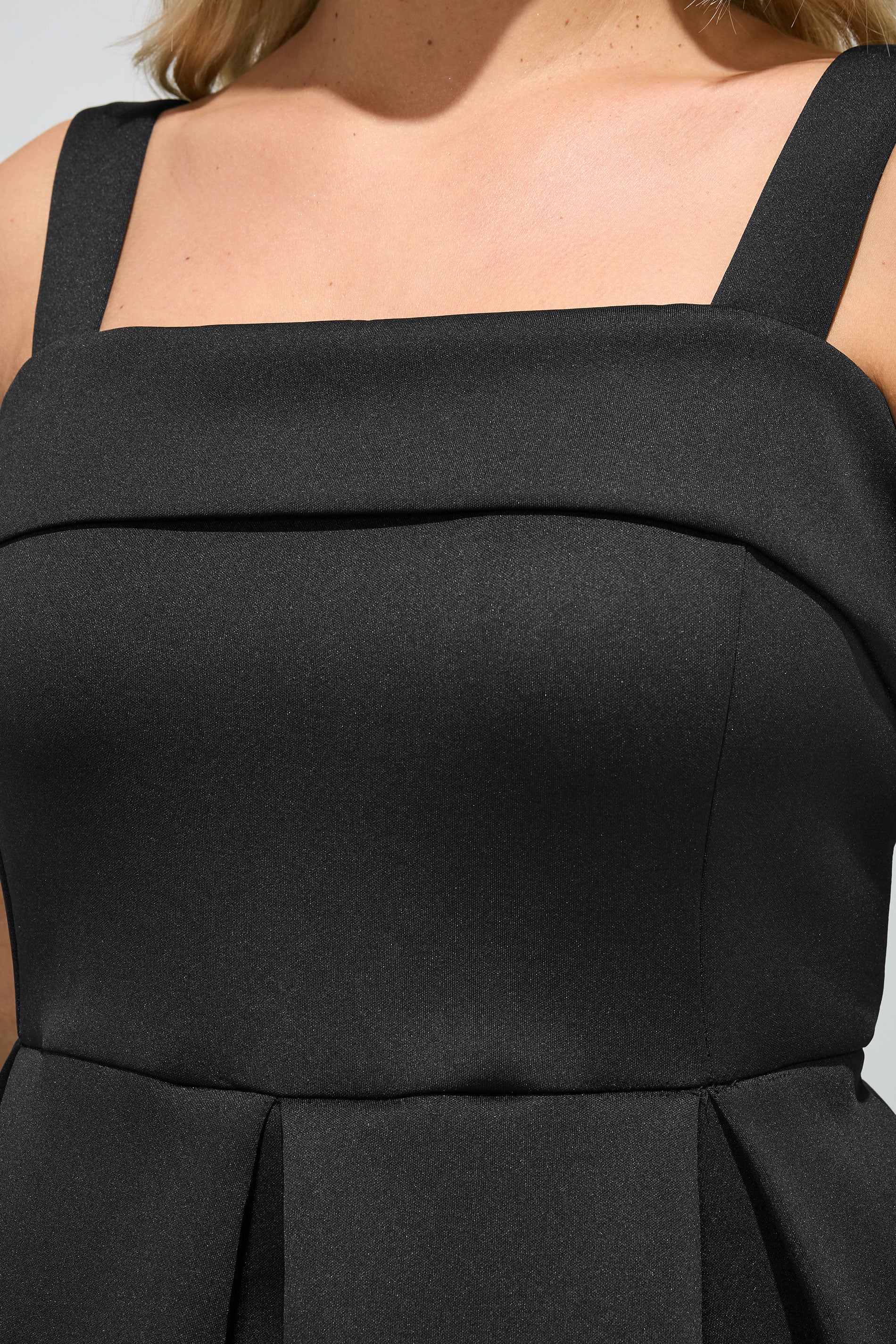 YOURS LONDON Plus Size Black Square Neck Midi Skater Dress | Yours Clothing 4