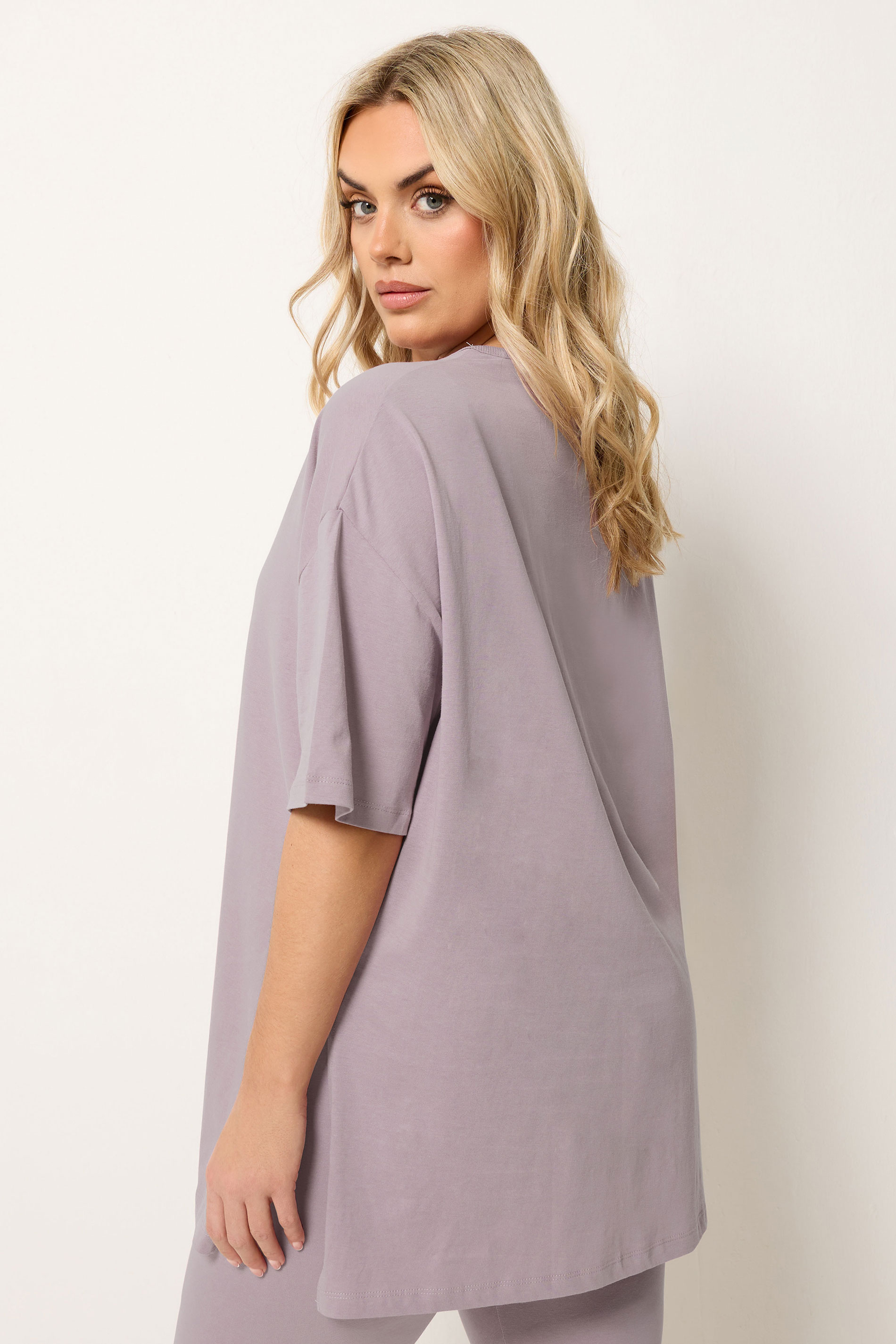 YOURS Plus Size Lilac Longline T-Shirt | Yours Clothing 2