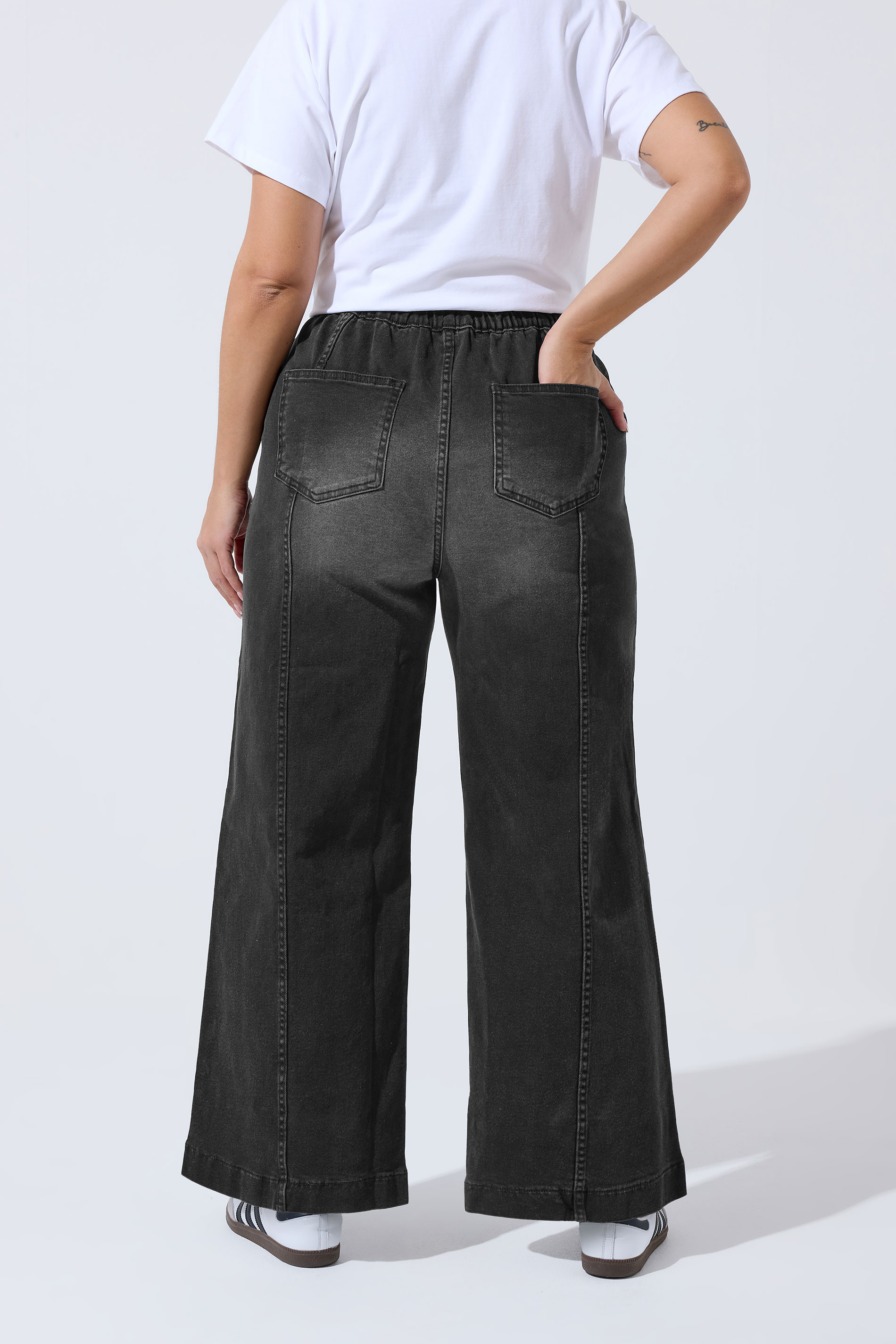 LIMITED COLLECTION Plus Size Washed Black Seam Detail Jeans | Yours Clothing 2