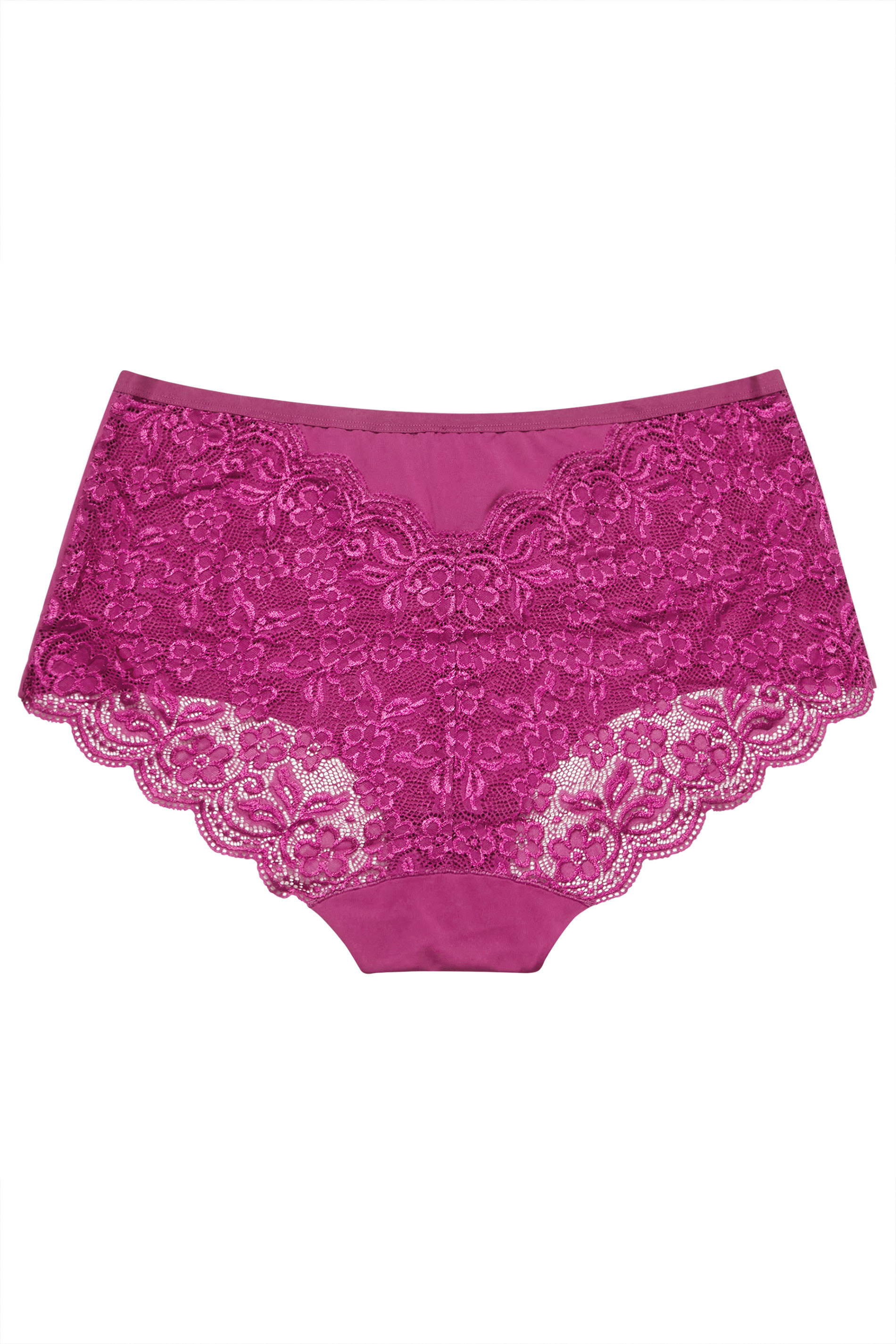 YOURS 3 PACK Plus Size Pink & Black Lace Back Full Briefs | Yours Clothing 3