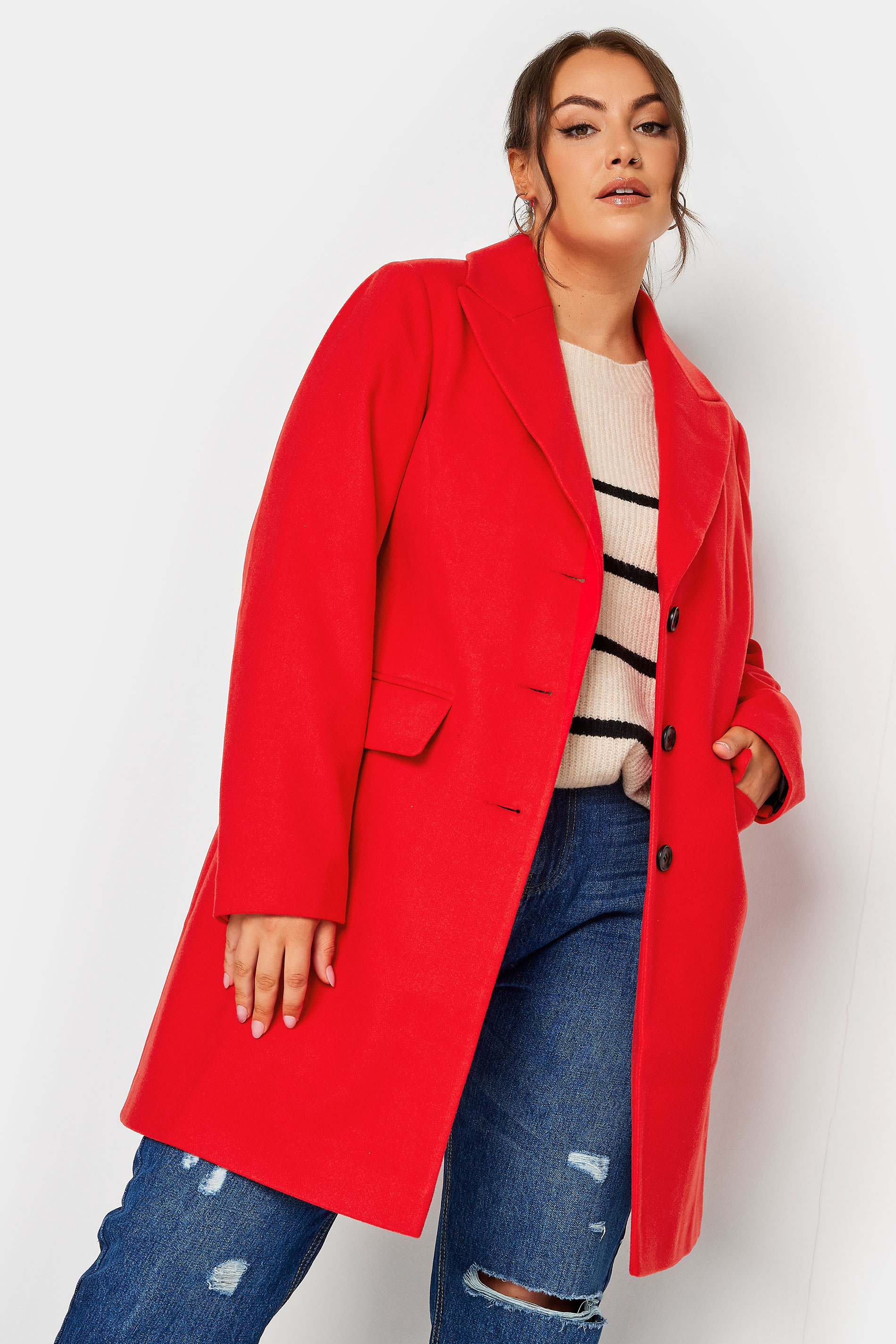 YOURS Plus Size Red Midi Formal Coat | Yours Clothing 1