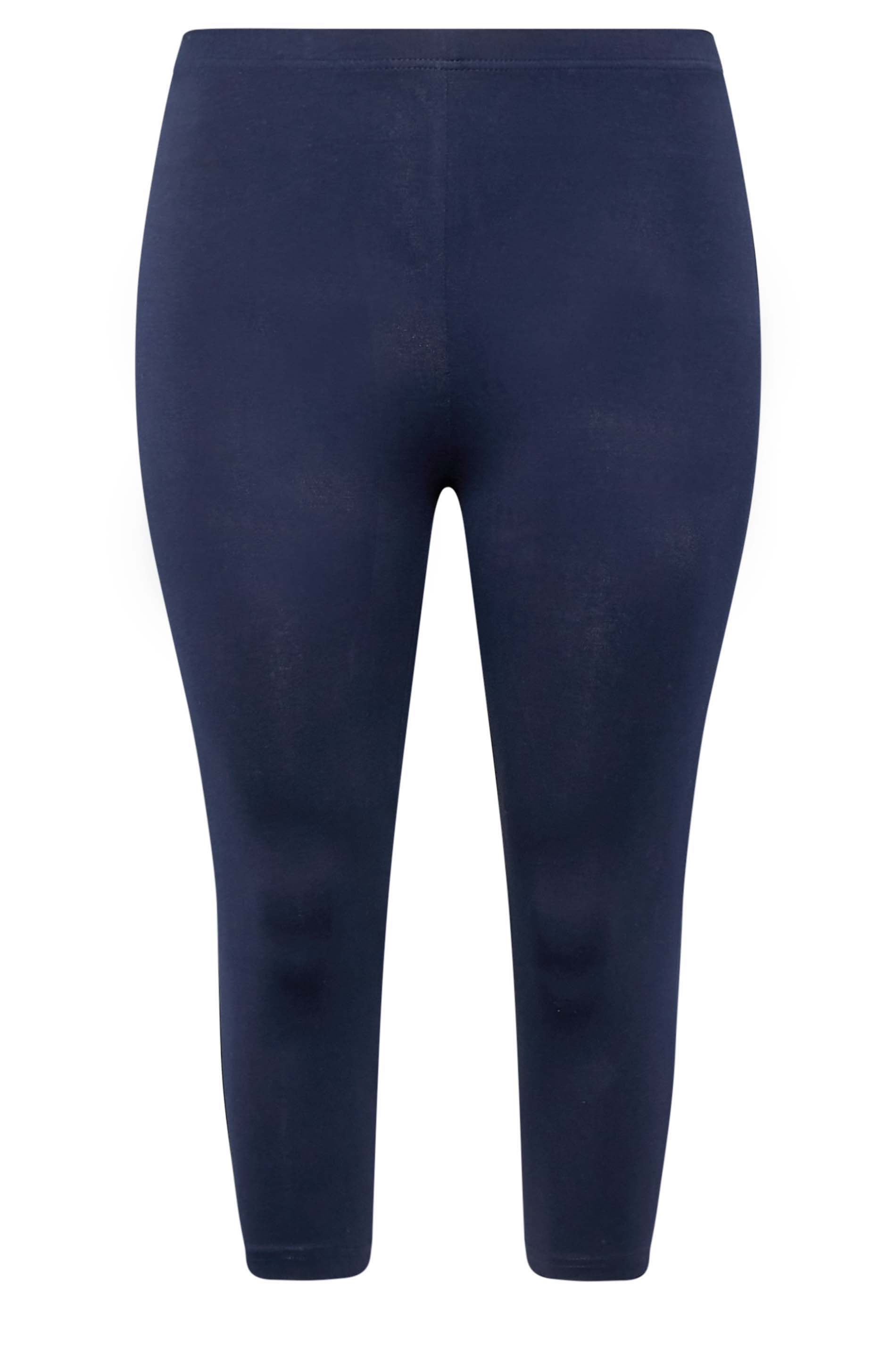 YOURS Curve Plus Size Navy Blue Cropped Leggings | Yours Clothing