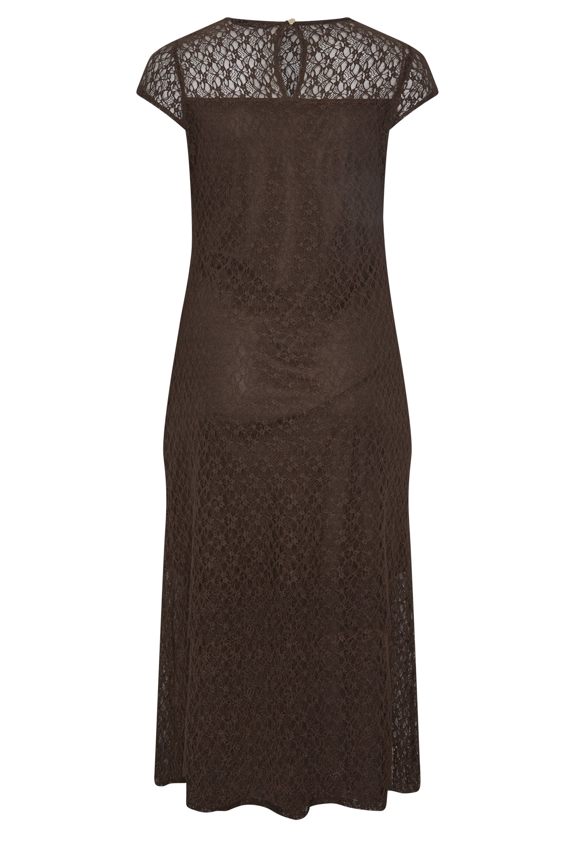 YOURS LONDON Plus Size Chocolate Brown Lace Maxi Dress | Yours Clothing 2