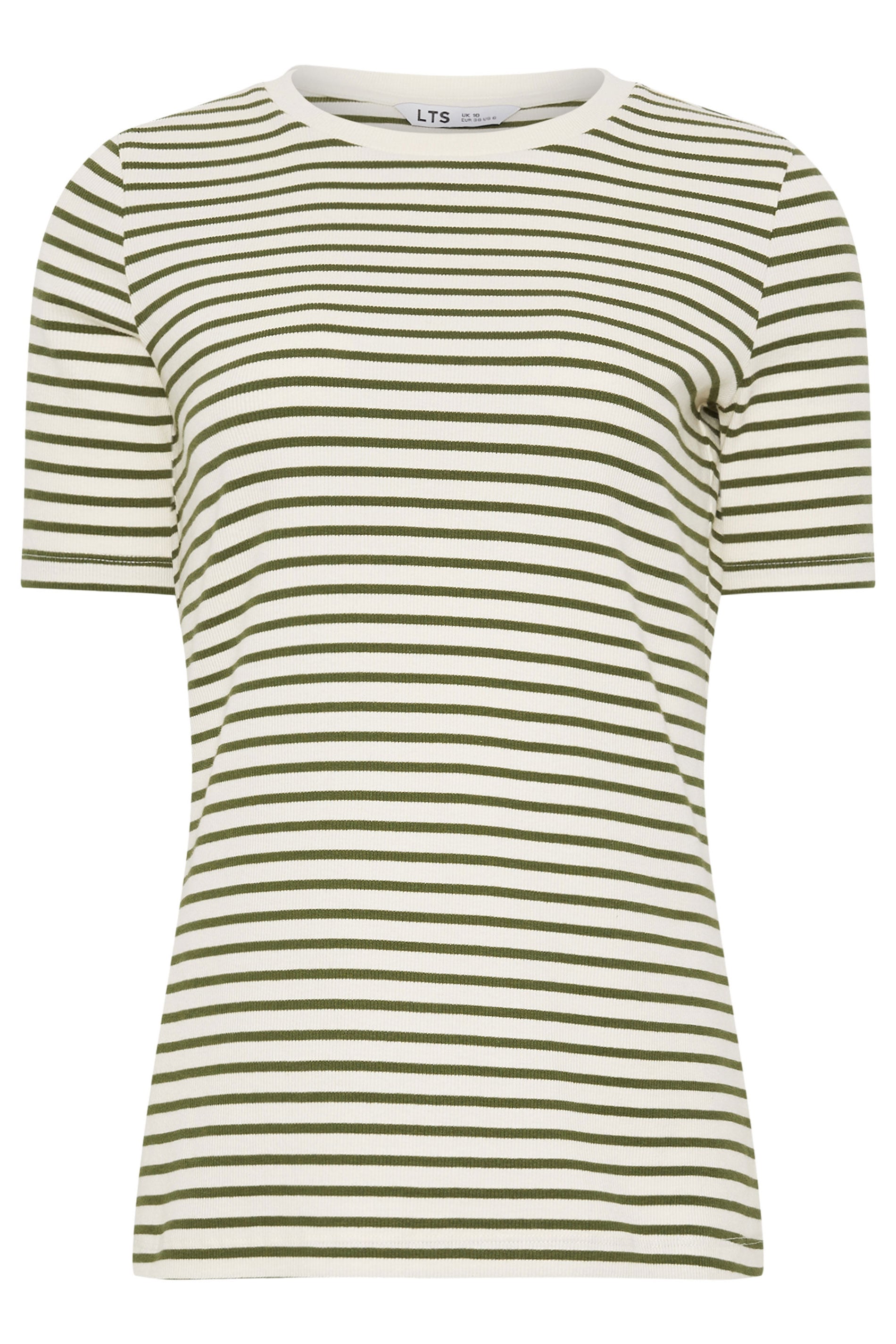 LTS Tall Women's Olive Green Stripe Ribbed T-Shirt | Long Tall Sally 6