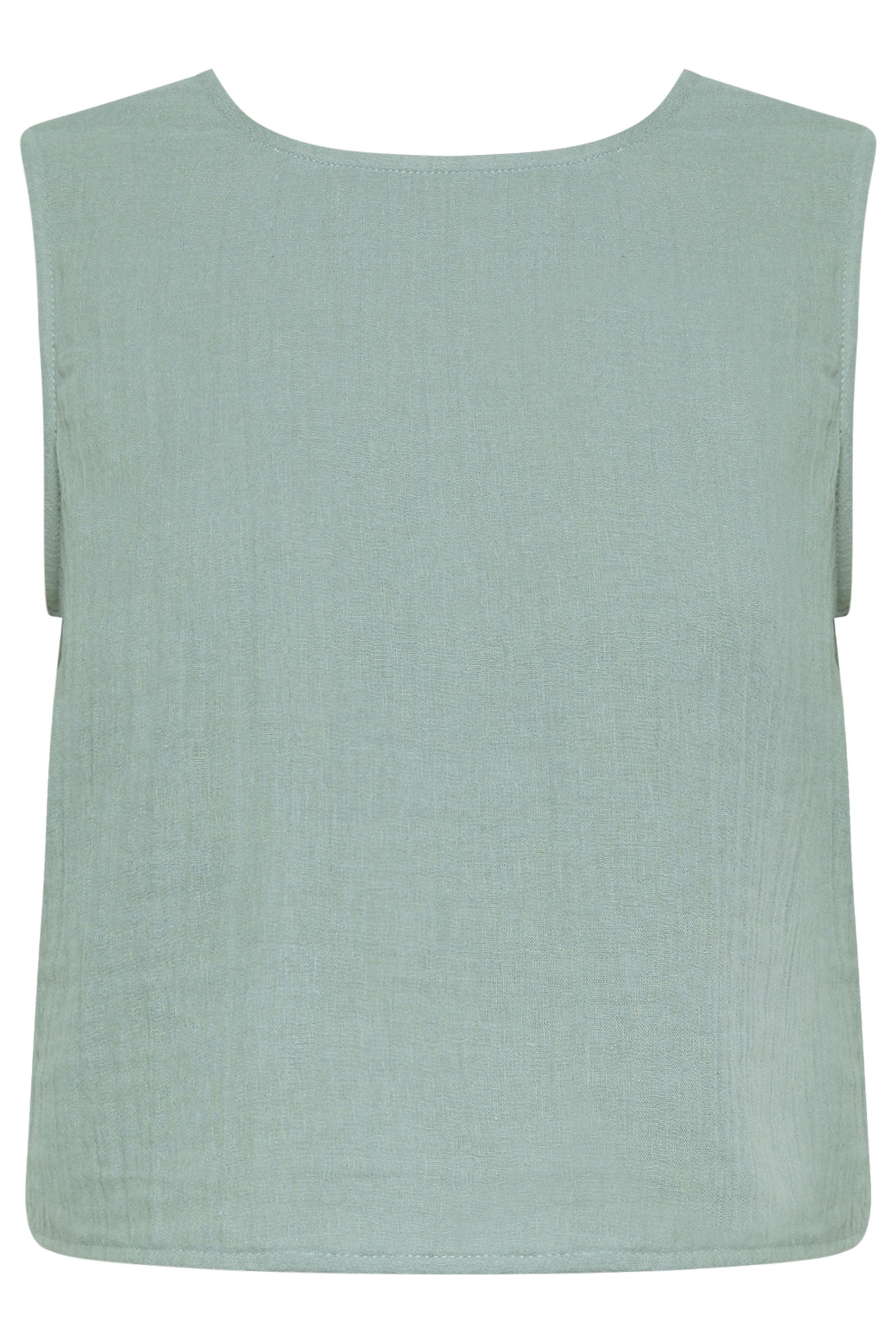 PixieGirl Petite Women's Sage Green Cotton Cheesecloth Button Top | PixieGirl 6