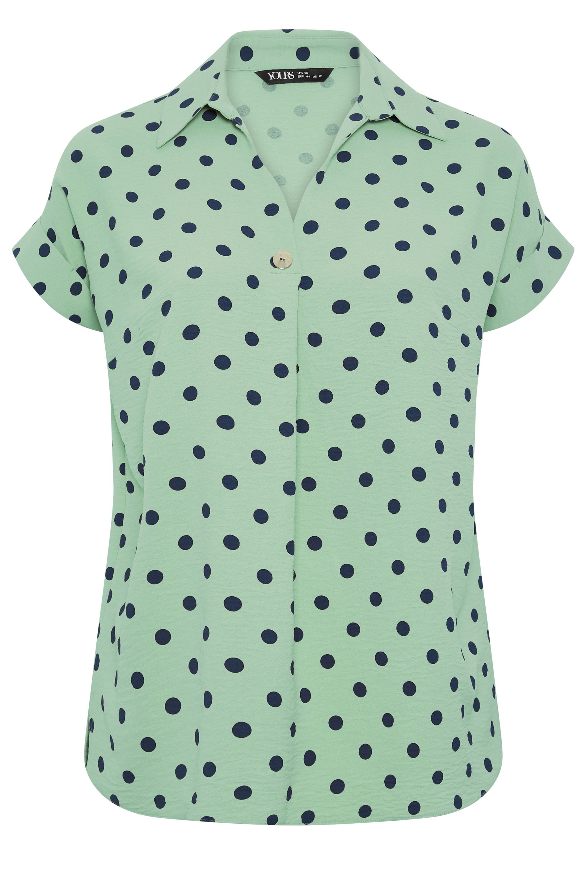 YOURS Plus Size Green Polka Dot Pleat Front Shirt | Yours Clothing 5