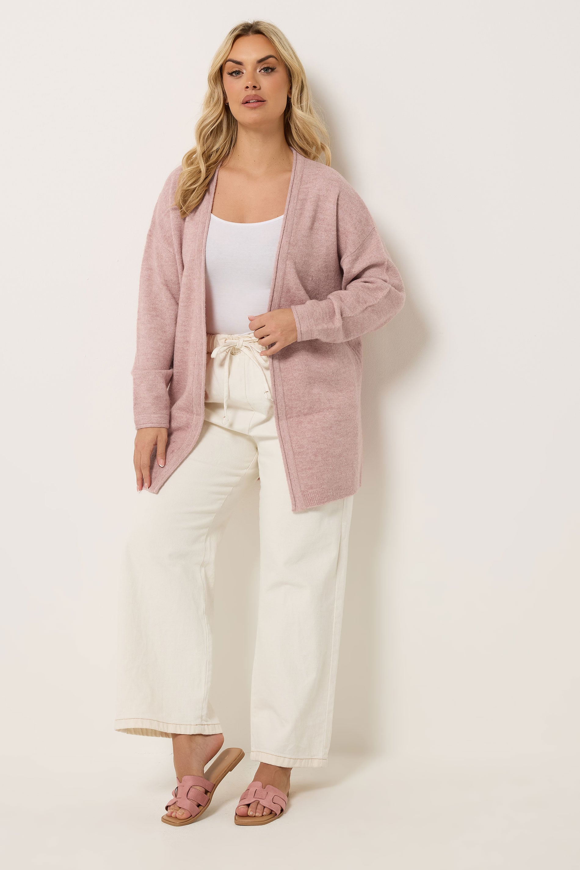 YOURS Plus Size Pink Soft Touch Knitted Cardigan | Yours Clothing 1