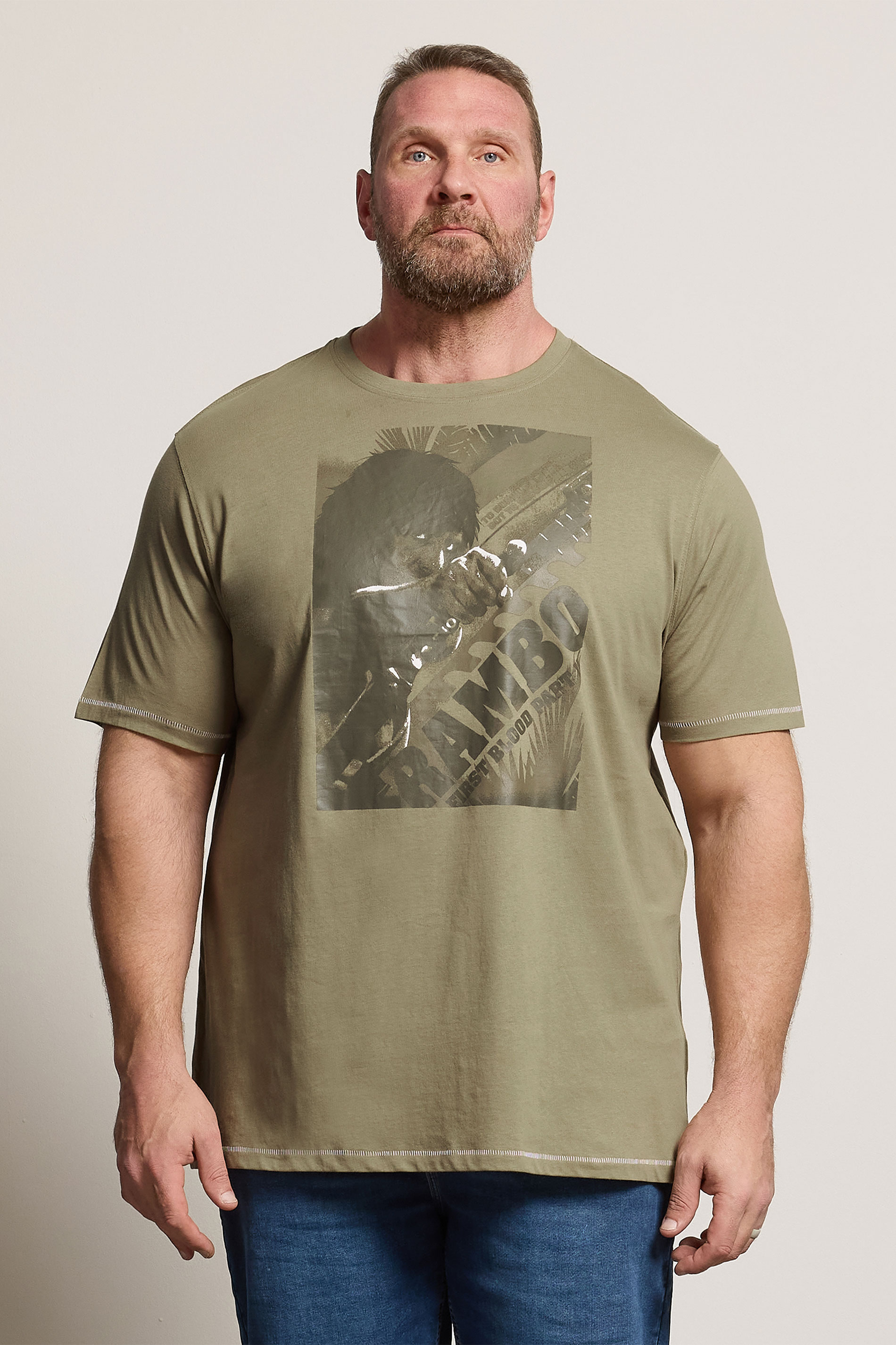 D555 Big & Tall Stone Brown Rambo Print T-Shirt | BadRhino 3
