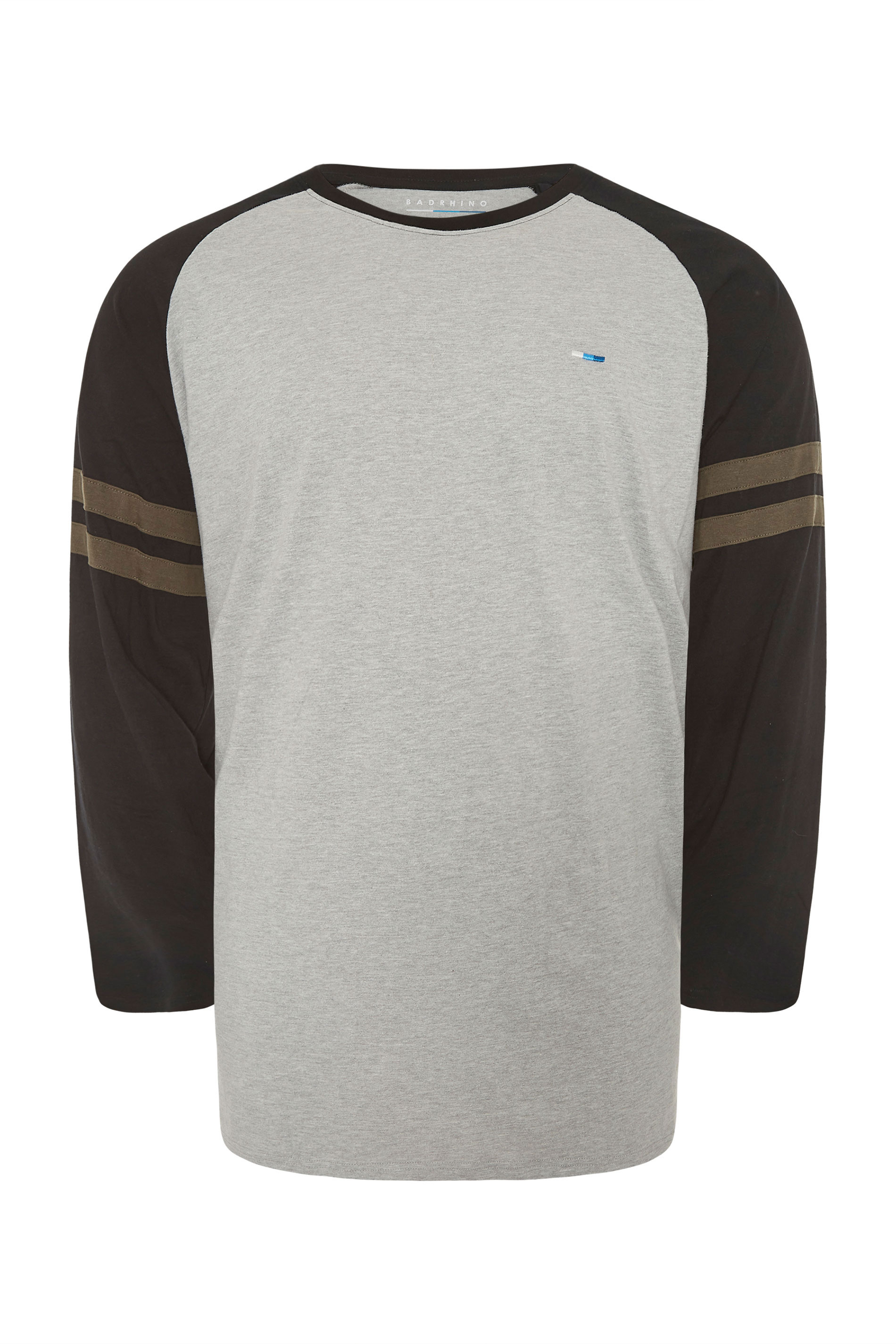 BadRhino Grey Marl Long Sleeve Stripe T-Shirt | BadRhino 2