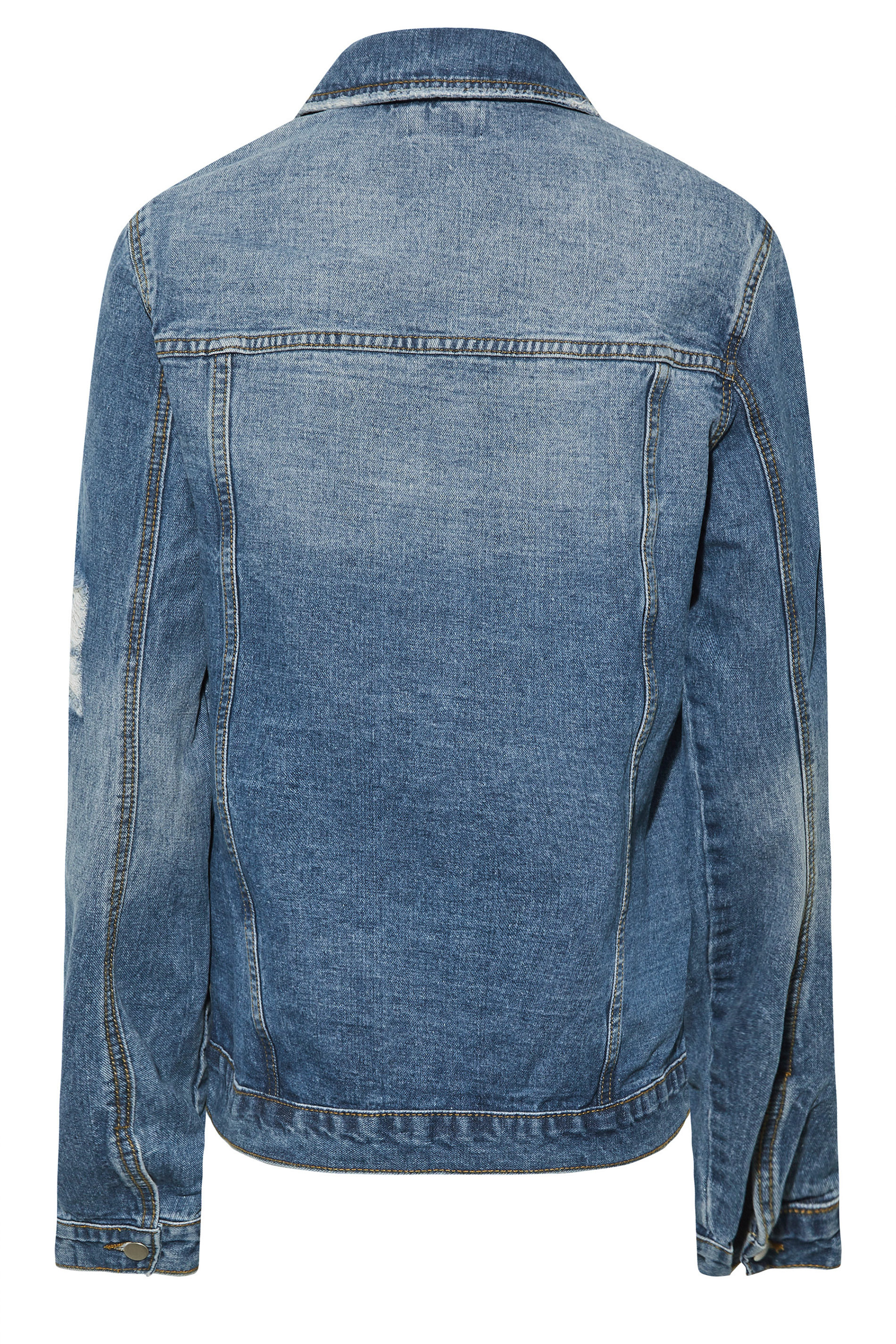 Tall Women's LTS Blue Mid Wash Distressed Denim Jacket | Long Tall Sally 3