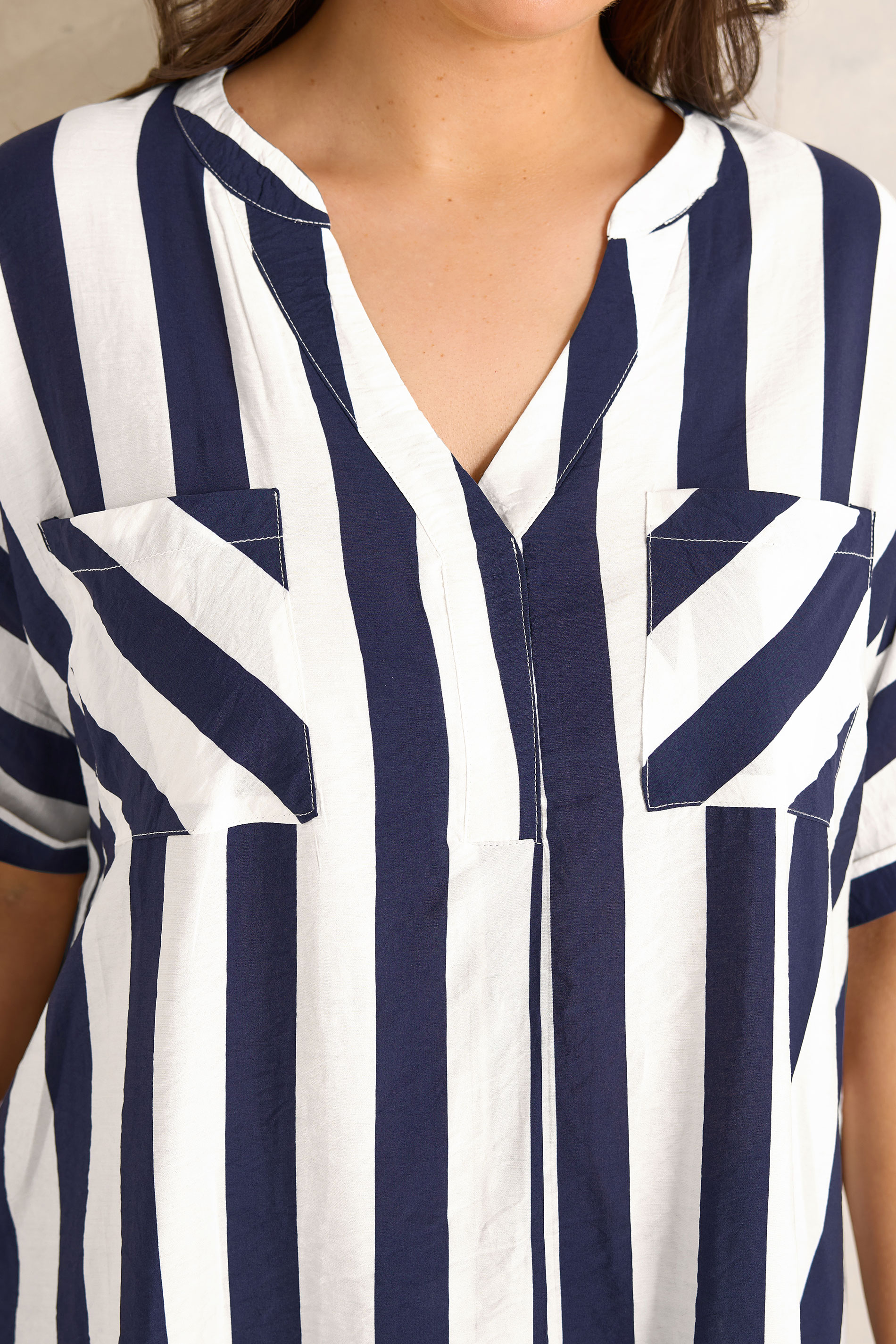 EVANS Plus Size Blue & White Stripe Blouse | Evans 4