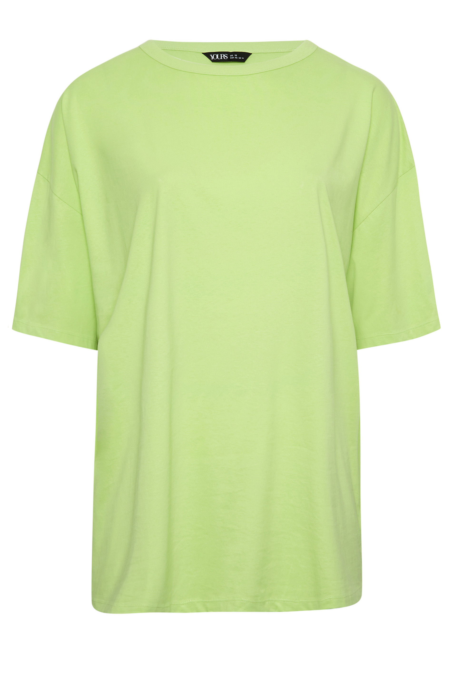 Holde Slette donor YOURS Plus Size Lime Green Oversized Boxy T-Shirt | Yours Clothing