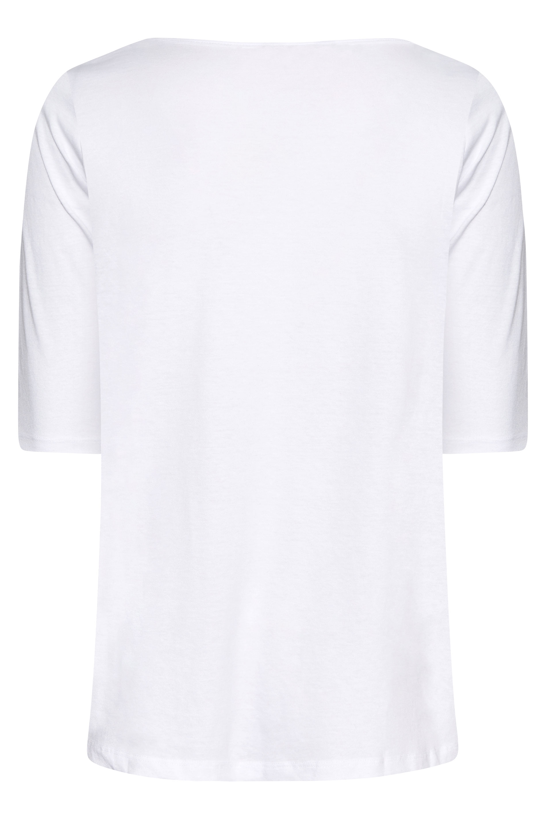 Grande taille  Tops Grande taille  T-Shirts | T-Shirt Blanc Col V Manches Longues - ZD79958