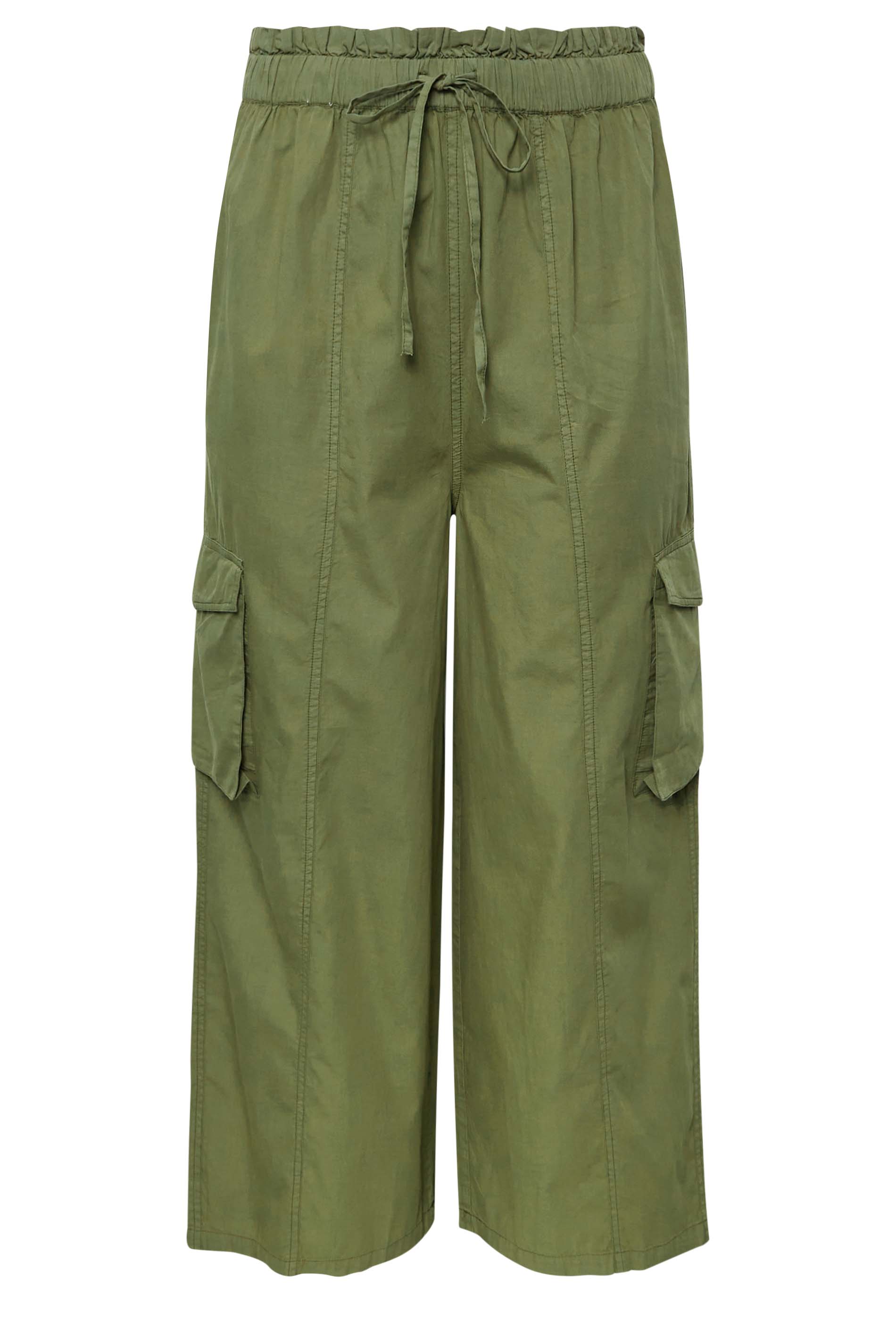 Plus Elasticated Waist Cargo Wide Leg Trousers